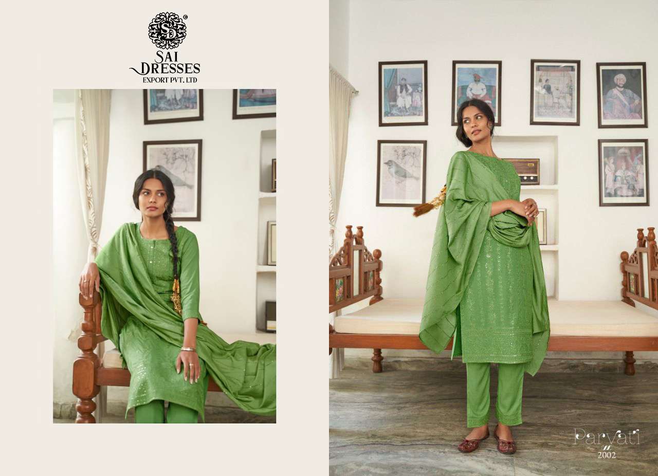 SAI DRESSES PRESENT PARVATI VOL 2 READY TO ETHNIC WEAR PANT STYLE DESIGNER SUITS IN WHOLESALE RATE IN SURAT