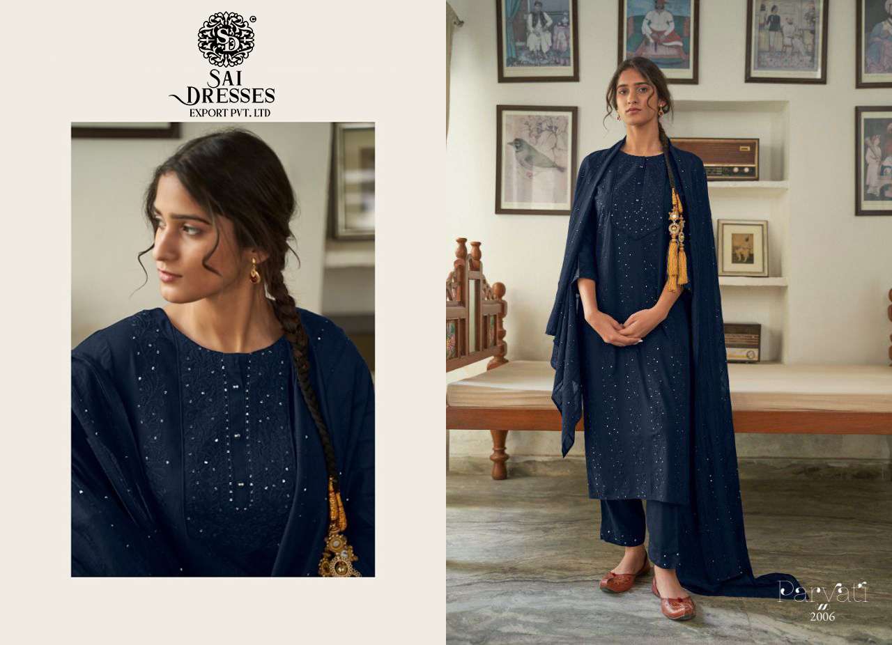 SAI DRESSES PRESENT PARVATI VOL 2 READY TO ETHNIC WEAR PANT STYLE DESIGNER SUITS IN WHOLESALE RATE IN SURAT