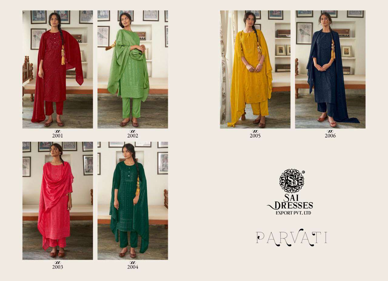SAI DRESSES PRESENT PARVATI VOL 2 READY TO ETHNIC WEAR PANT STYLE DESIGNER SUITS IN WHOLESALE RATE IN SURAT
