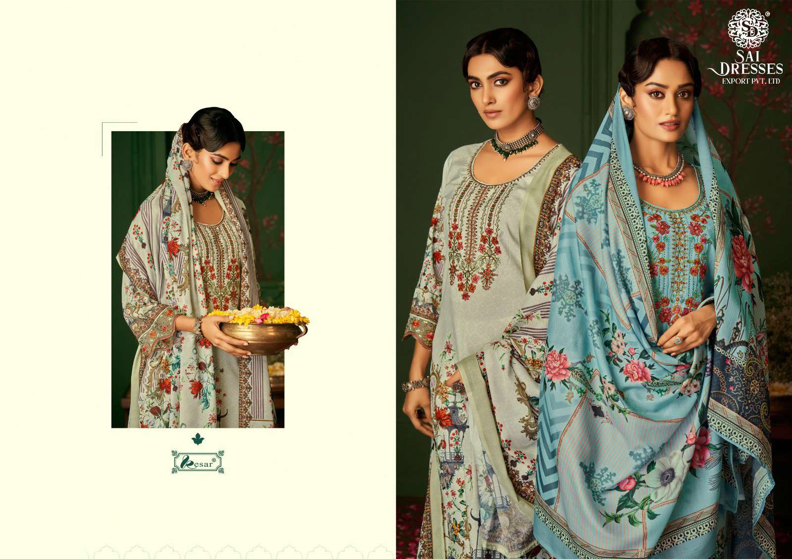 SAI DRESSES PRESENT ROZA SUMMER WEAR PATCH EMBROIDERED PAKISTANI DESIGNER SALWAR SUITS IN WHOLESALE RATE IN SURAT