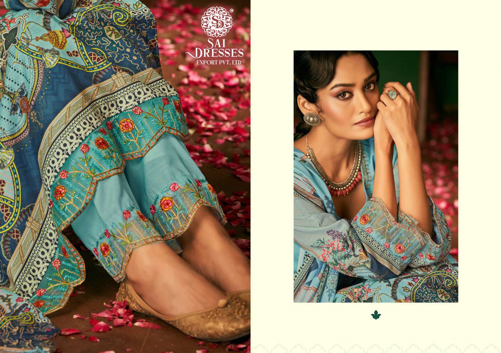 SAI DRESSES PRESENT ROZA SUMMER WEAR PATCH EMBROIDERED PAKISTANI DESIGNER SALWAR SUITS IN WHOLESALE RATE IN SURAT