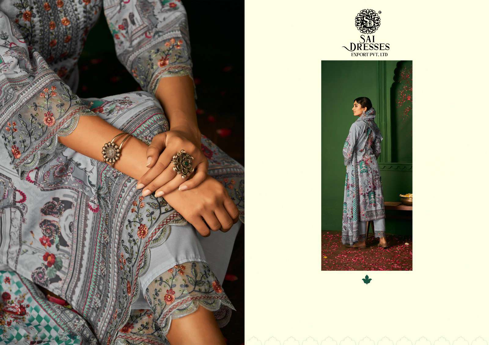 SAI DRESSES PRESENT ROZA SUMMER WEAR PATCH EMBROIDERED PAKISTANI DESIGNER SALWAR SUITS IN WHOLESALE RATE IN SURAT