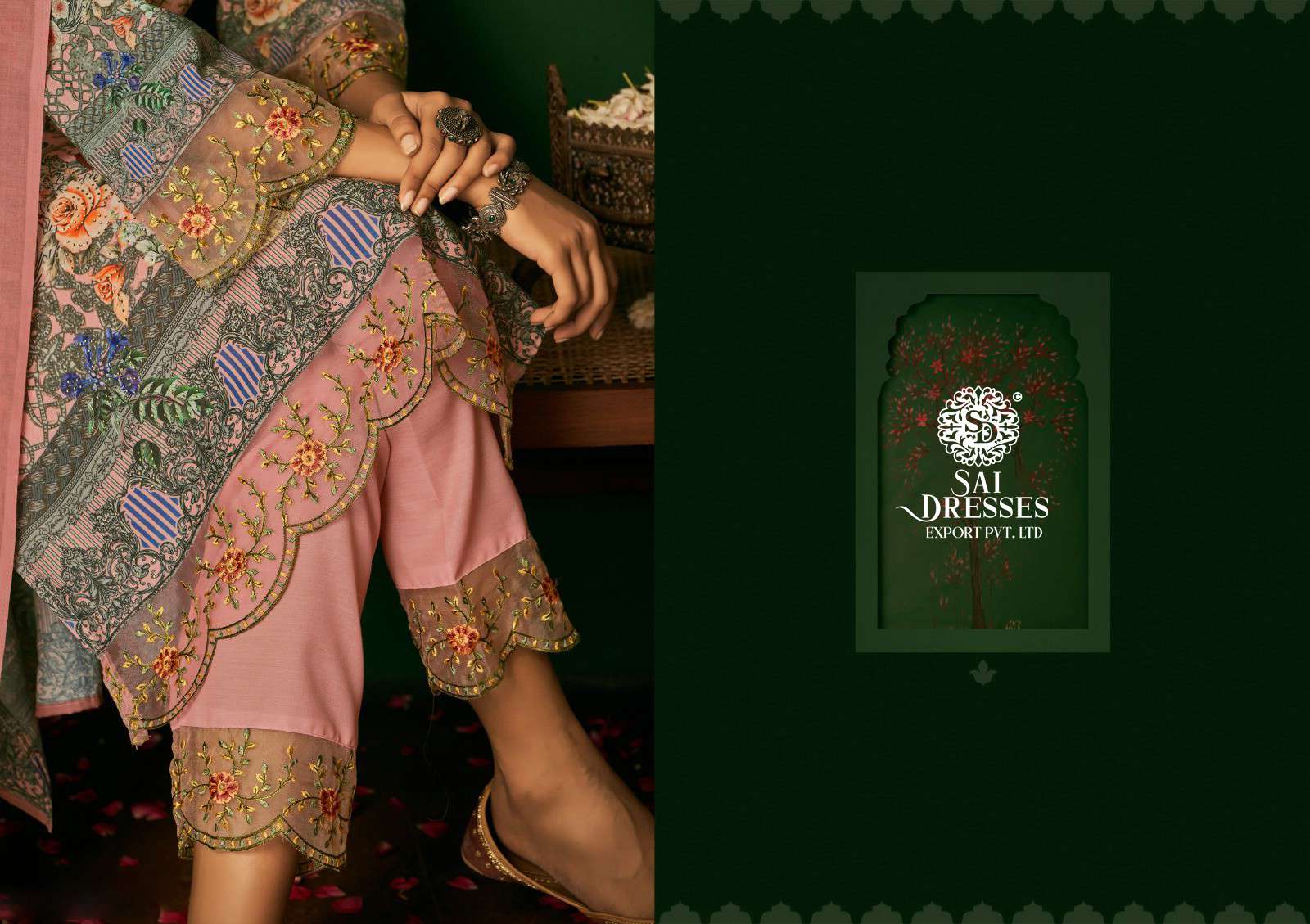 SAI DRESSES PRESENT ROZA SUMMER WEAR PATCH EMBROIDERED PAKISTANI DESIGNER SALWAR SUITS IN WHOLESALE RATE IN SURAT