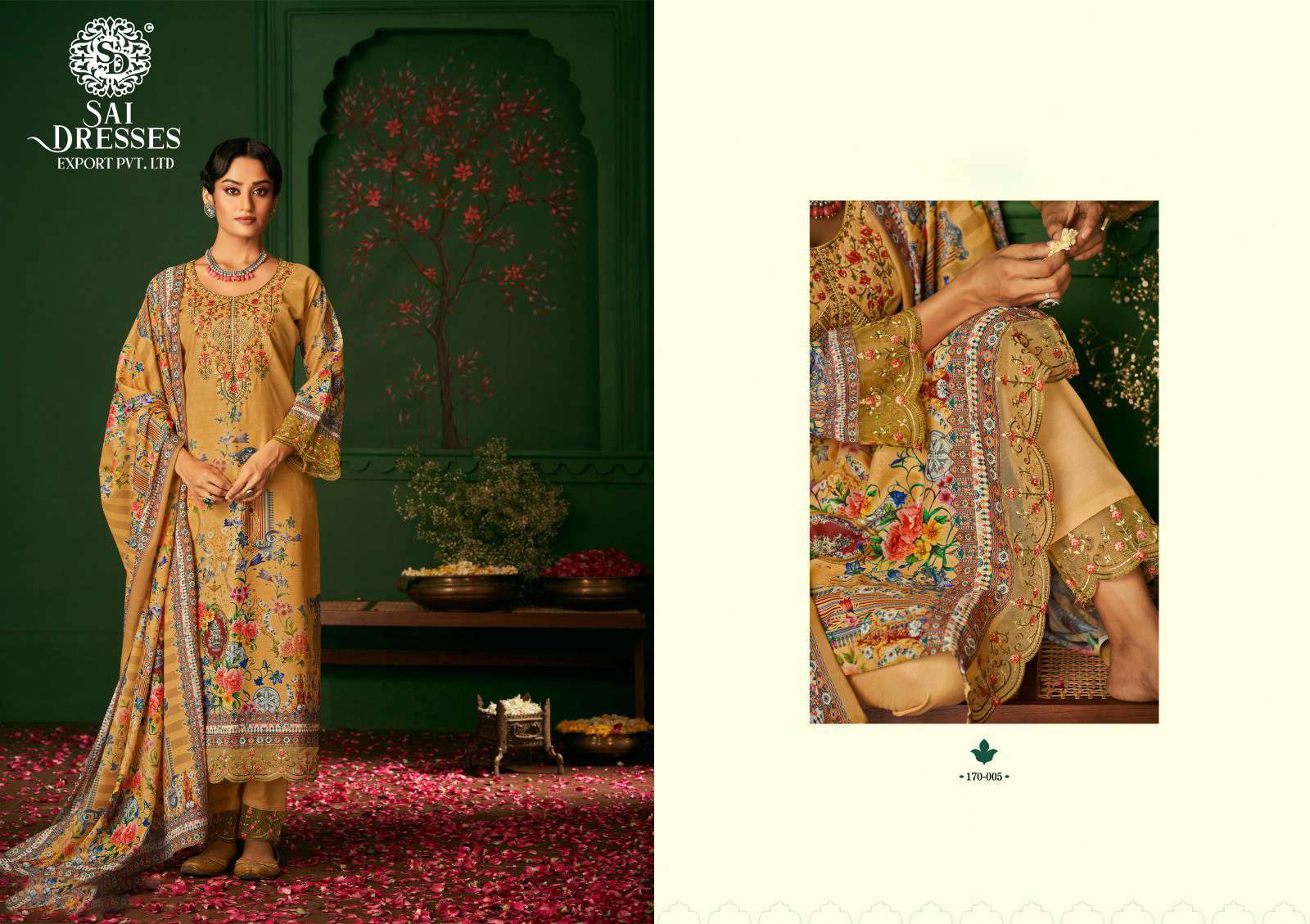 SAI DRESSES PRESENT ROZA SUMMER WEAR PATCH EMBROIDERED PAKISTANI DESIGNER SALWAR SUITS IN WHOLESALE RATE IN SURAT