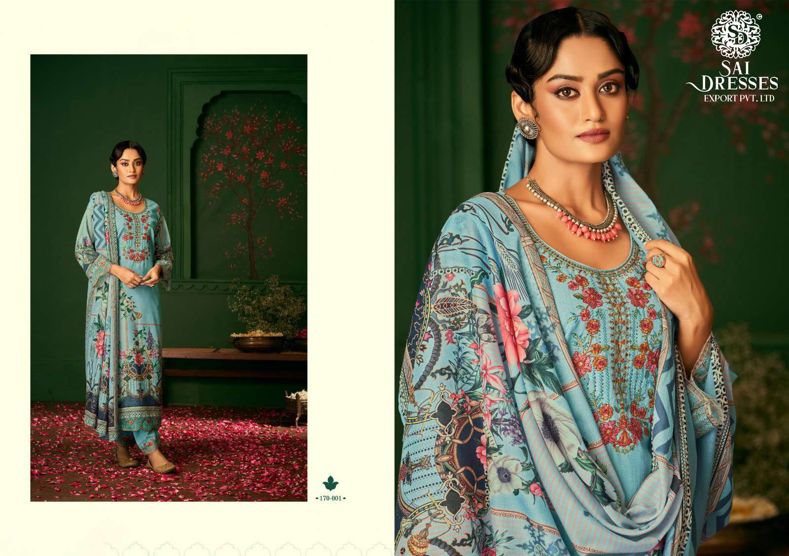 SAI DRESSES PRESENT ROZA SUMMER WEAR PATCH EMBROIDERED PAKISTANI DESIGNER SALWAR SUITS IN WHOLESALE RATE IN SURAT