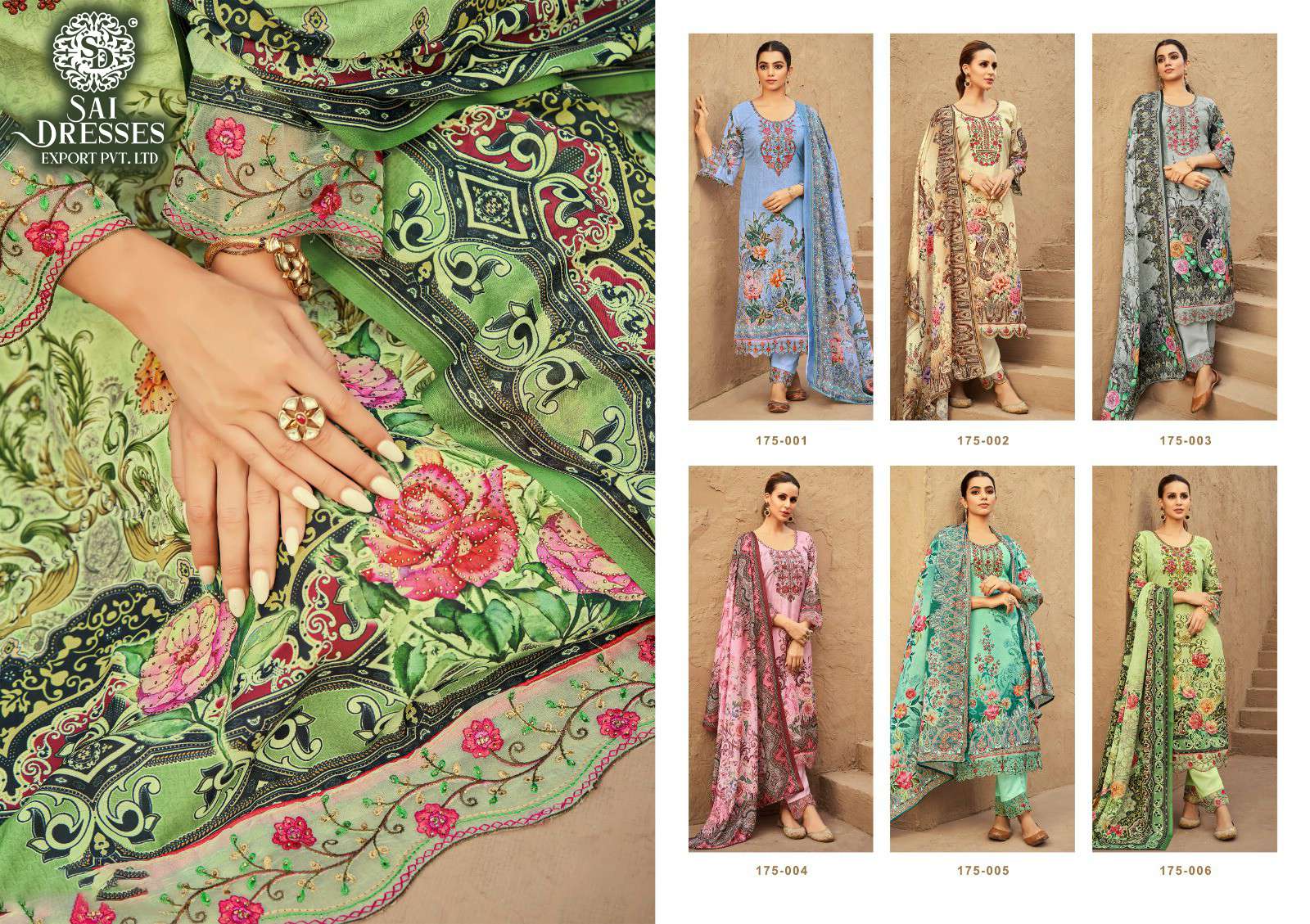 SAI DRESSES PRESENT ROZA VOL 2 SUMMER WEAR PATCH EMBROIDERED PAKISTANI DESIGNER SALWAR SUITS IN WHOLESALE RATE IN SURAT