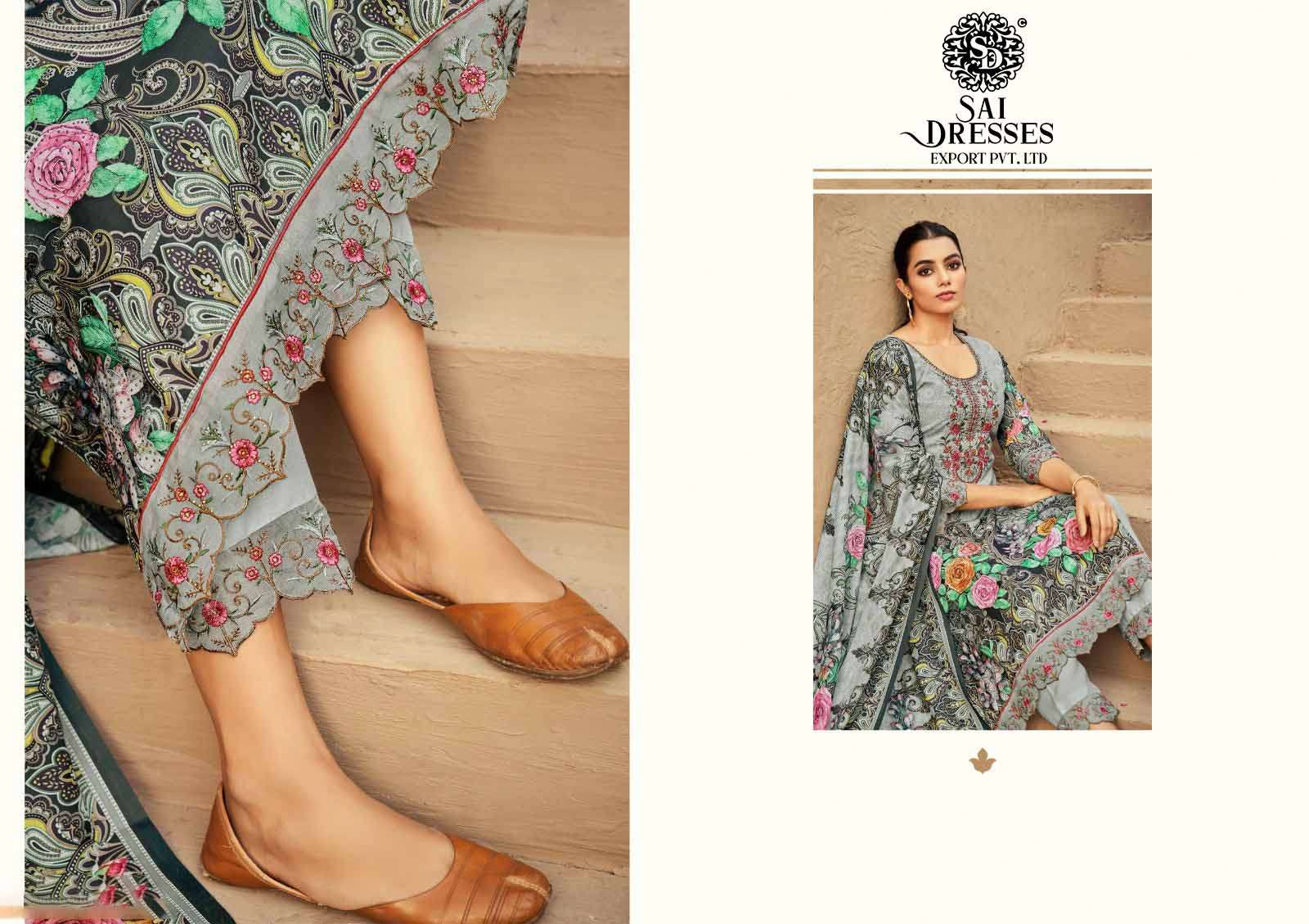 SAI DRESSES PRESENT ROZA VOL 2 SUMMER WEAR PATCH EMBROIDERED PAKISTANI DESIGNER SALWAR SUITS IN WHOLESALE RATE IN SURAT