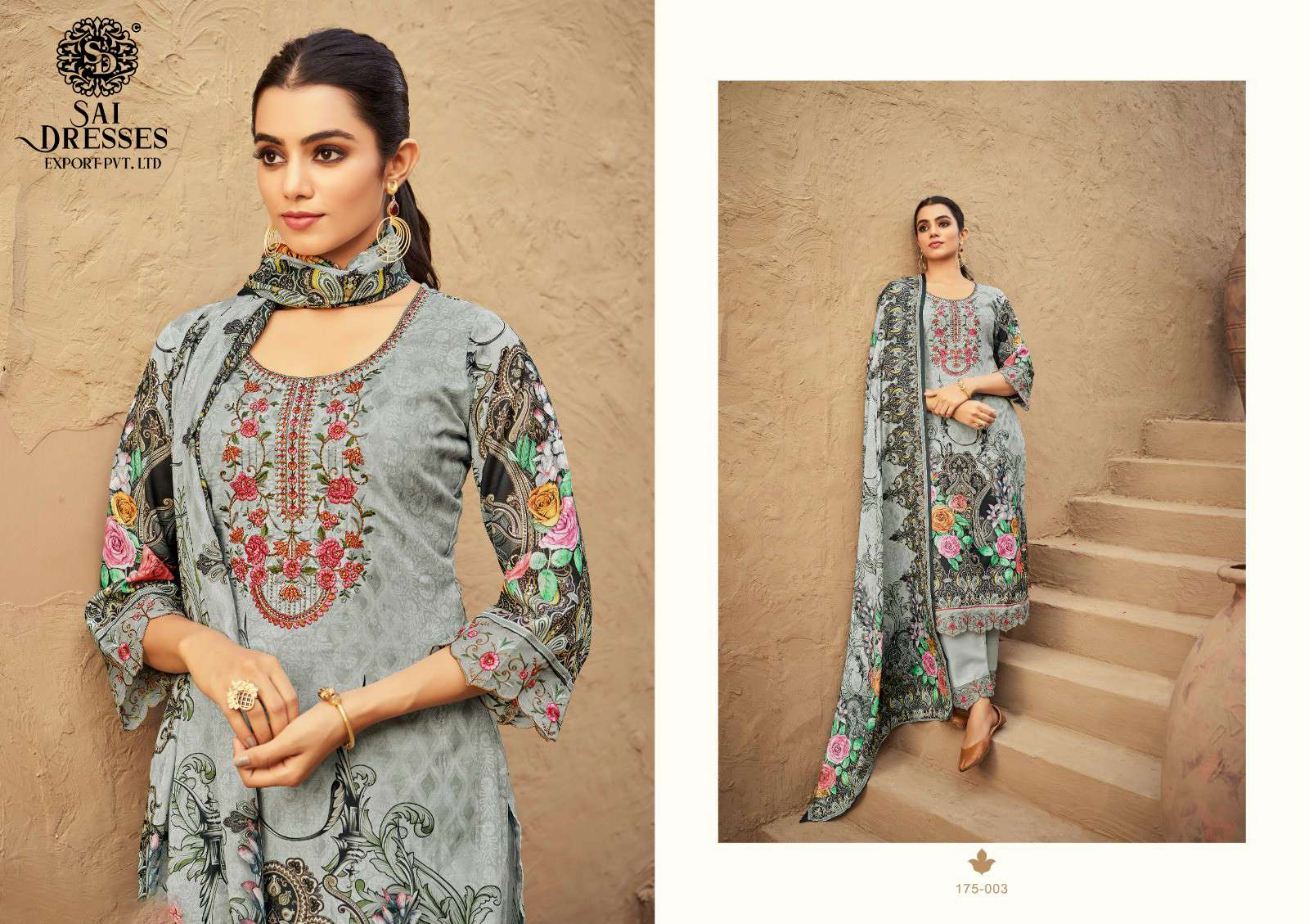 SAI DRESSES PRESENT ROZA VOL 2 SUMMER WEAR PATCH EMBROIDERED PAKISTANI DESIGNER SALWAR SUITS IN WHOLESALE RATE IN SURAT