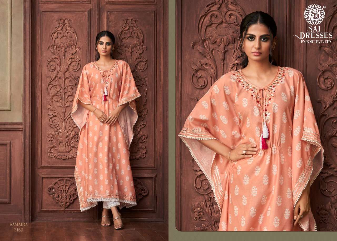 SAI DRESSES PRESENT SAMAIRA READY TO WEAR DIGITAL PRINTED KAFTAN KURTI WITH PANT IN WHOLESALE RATE IN SURAT