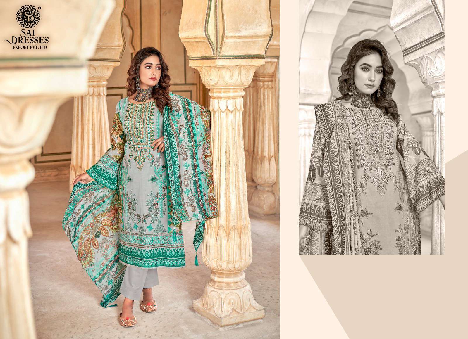 SAI DRESSES PRESENT SIMAR SUMMER WEAR PRINT WITH EMBROIDERED PAKISTANI SALWAR SUITS IN WHOLESALE RATE IN SURAT