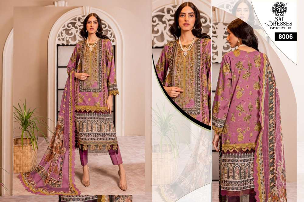 SAI DRESSES PRESENT CHEVERON LAWN VOL 8 JAAM COTTON WITH PATCH EMBROIDERED PAKISTANI DESIGNER SUITS IN WHOLESALE RATE IN SURAT