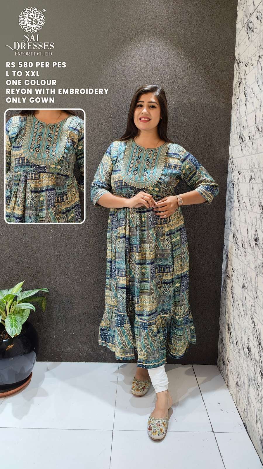 SAI DRESSES PRESENT D.NO 731 READY TO WEAR FANCY LONG DESIGNER KURTI COMBO COLLECTION IN WHOLESALE RATE IN SURAT