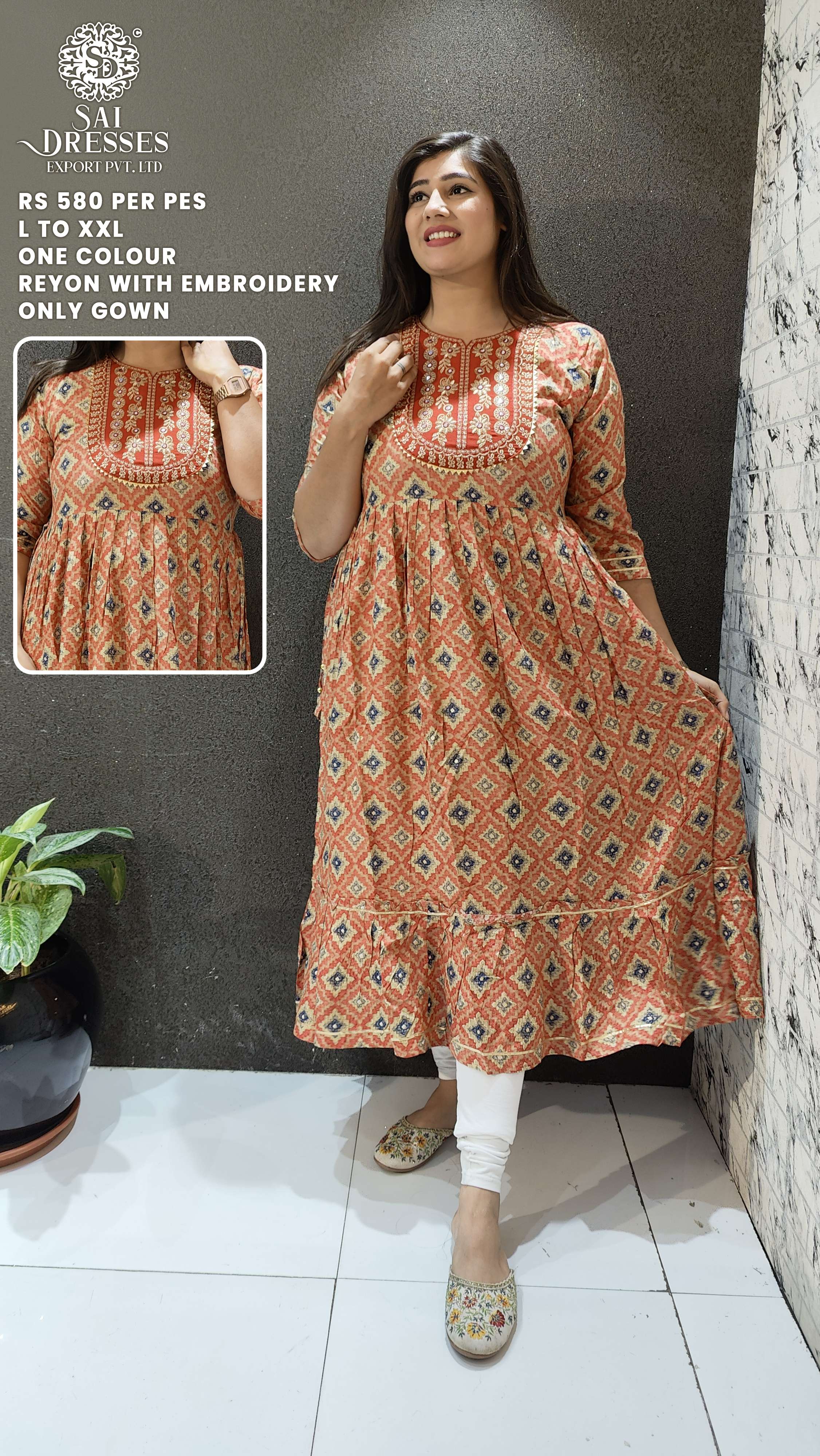 SAI DRESSES PRESENT D.NO 733 READY TO WEAR FANCY LONG DESIGNER KURTI COMBO COLLECTION IN WHOLESALE RATE IN SURAT