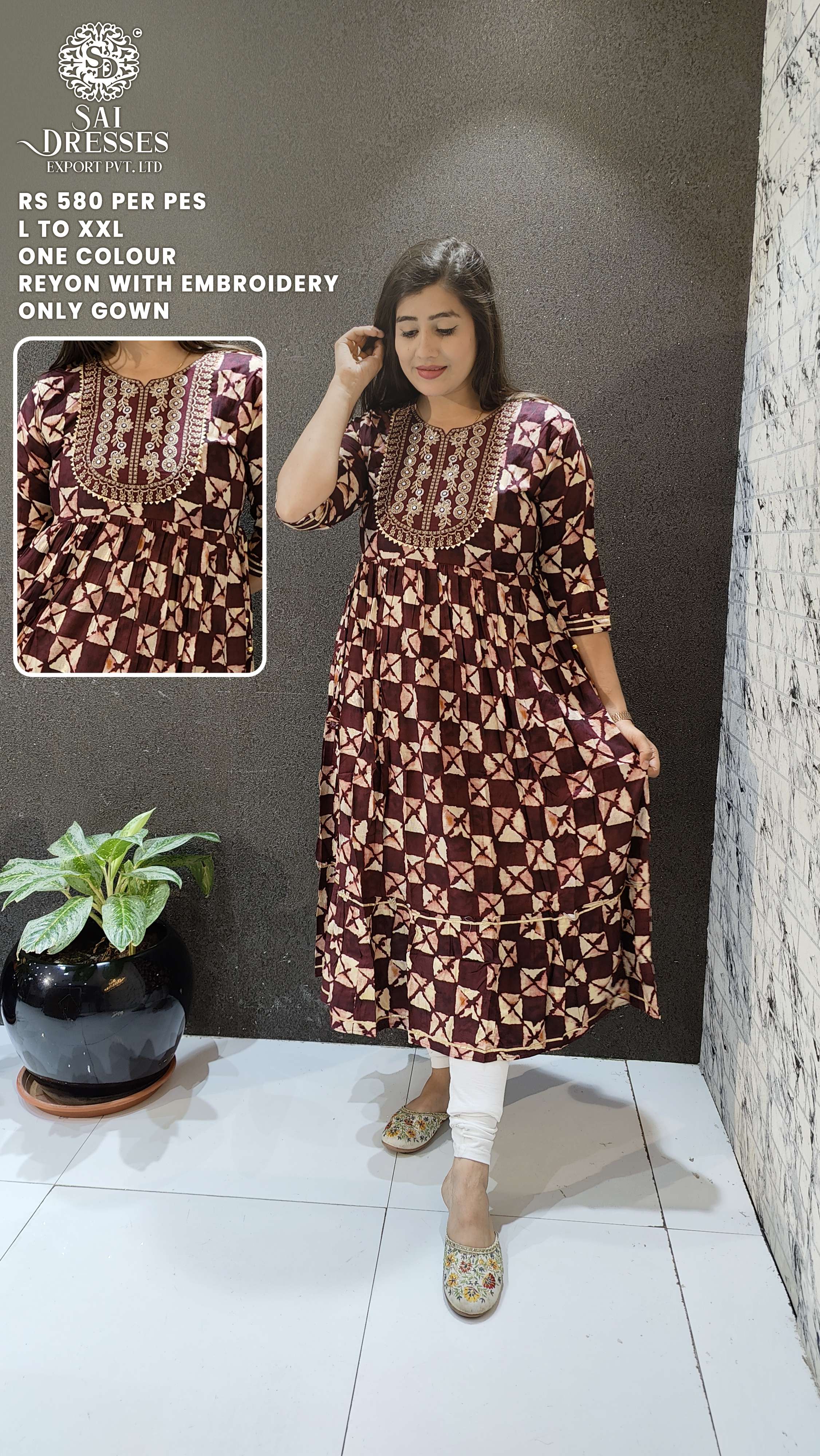 SAI DRESSES PRESENT D.NO 736 READY TO WEAR FANCY LONG DESIGNER KURTI COMBO COLLECTION IN WHOLESALE RATE IN SURAT