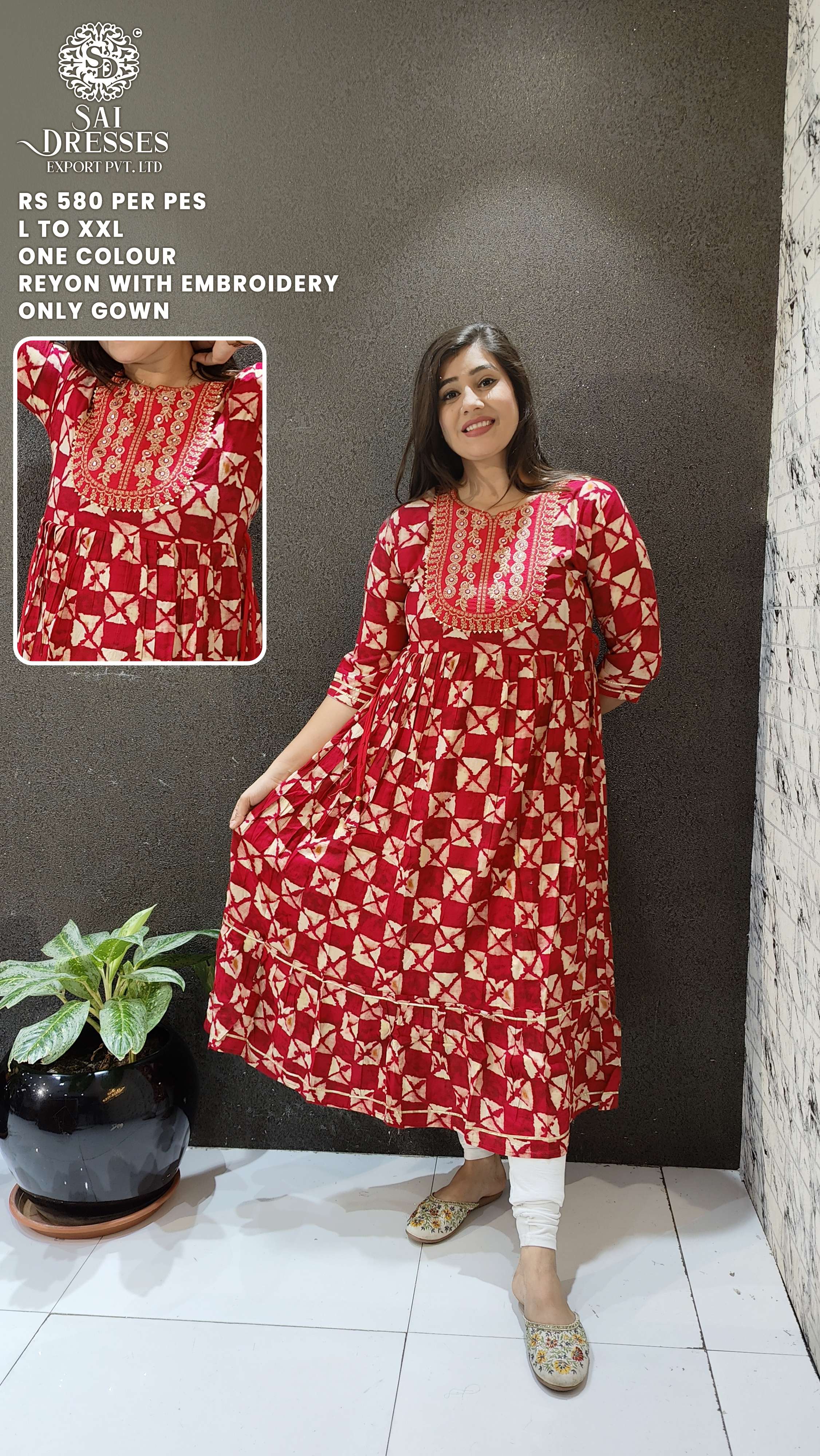 SAI DRESSES PRESENT D.NO 738 READY TO WEAR FANCY LONG DESIGNER KURTI COMBO COLLECTION IN WHOLESALE RATE IN SURAT