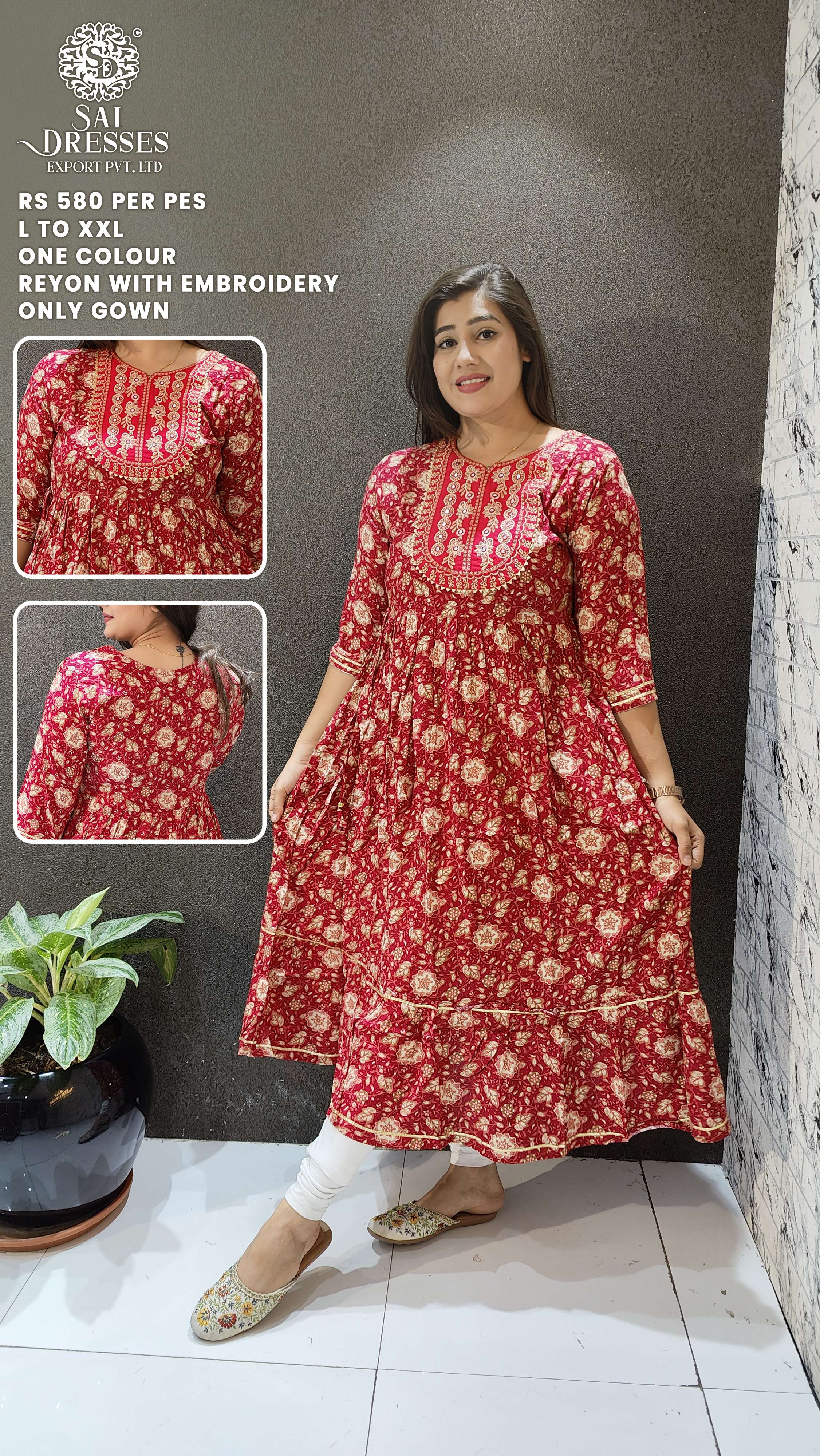 SAI DRESSES PRESENT D.NO 744 READY TO WEAR FANCY LONG DESIGNER KURTI COMBO COLLECTION IN WHOLESALE RATE IN SURAT