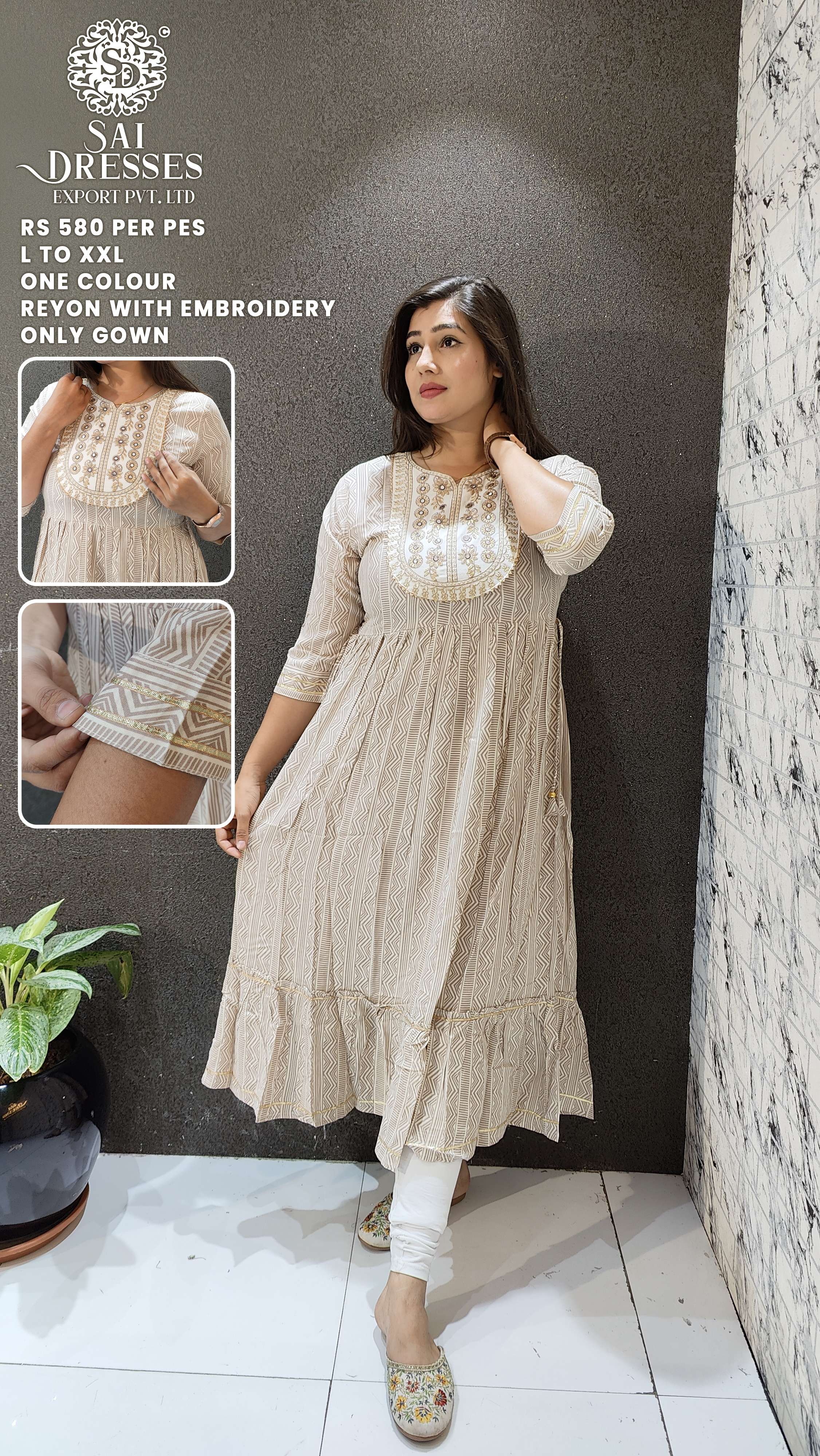 SAI DRESSES PRESENT D.NO 745 READY TO WEAR FANCY LONG DESIGNER KURTI COMBO COLLECTION IN WHOLESALE RATE IN SURAT