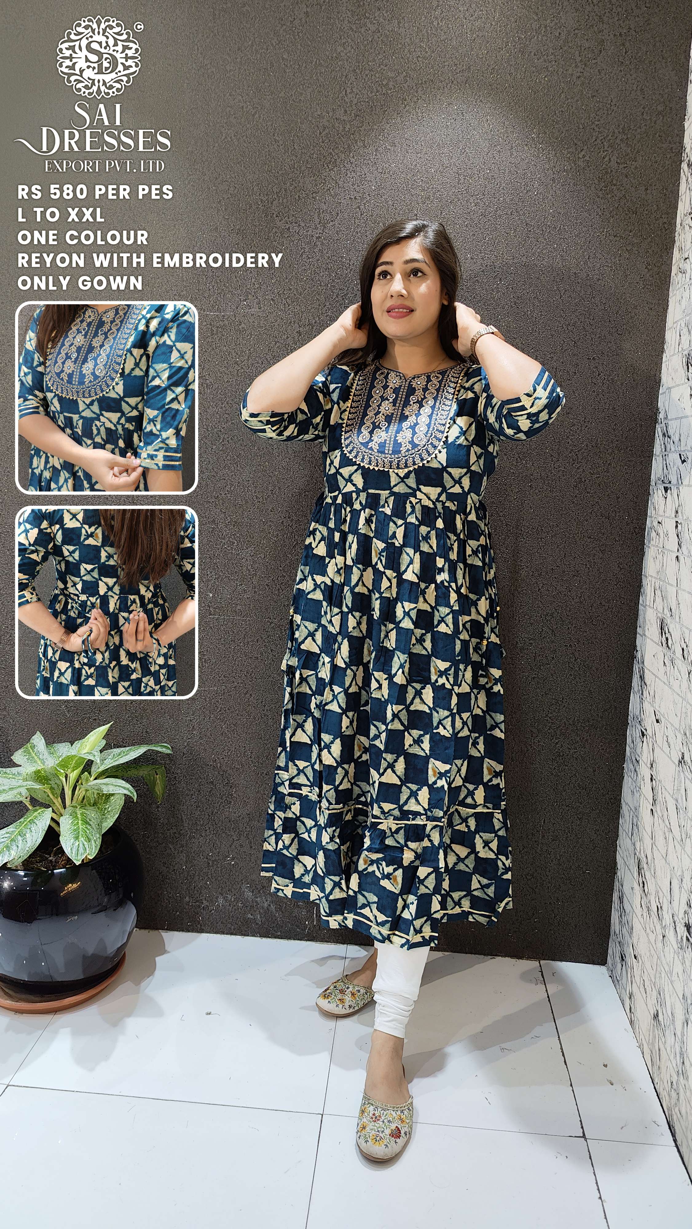 SAI DRESSES PRESENT D.NO 746 READY TO WEAR FANCY LONG DESIGNER KURTI COMBO COLLECTION IN WHOLESALE RATE IN SURAT