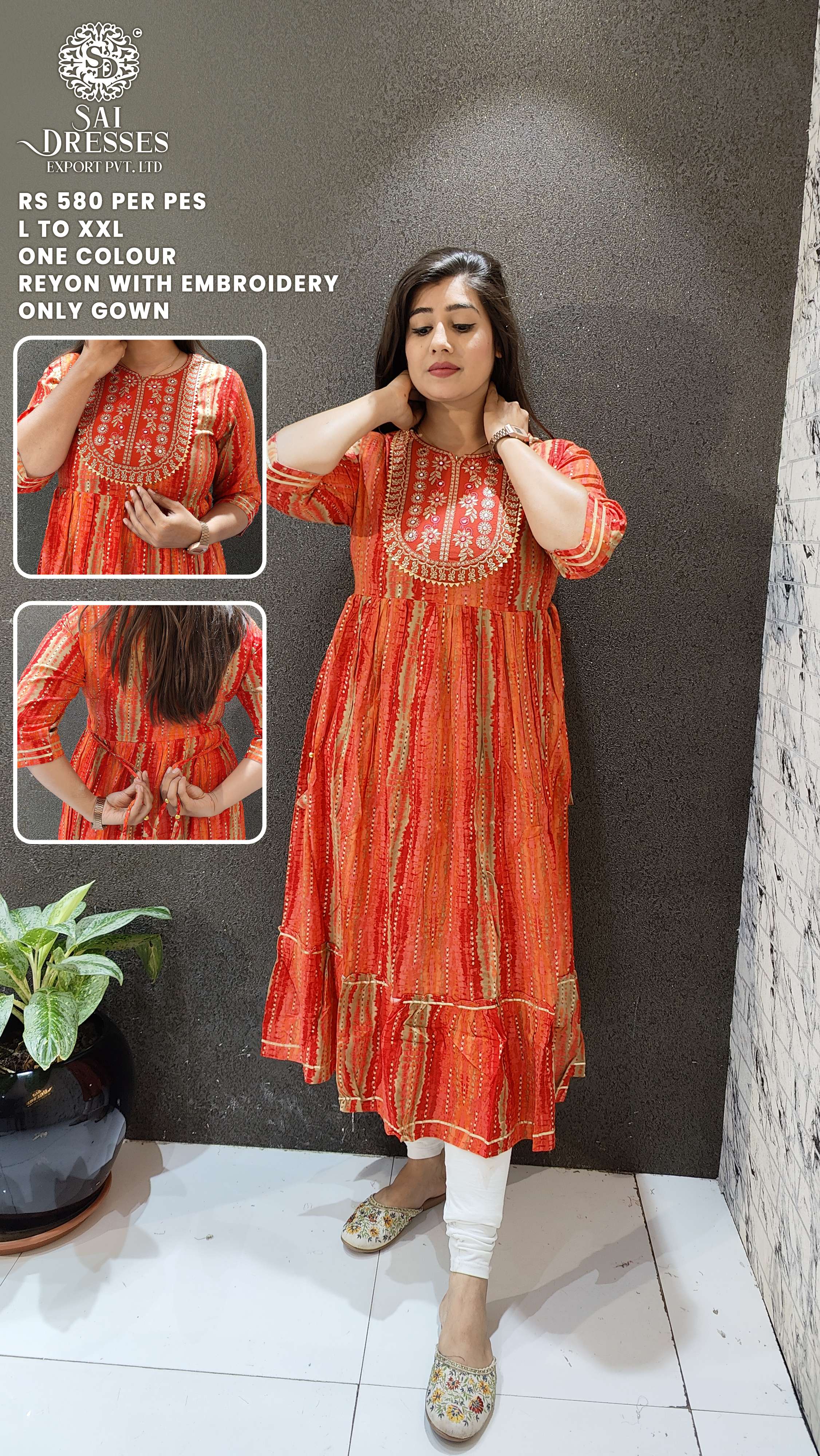 SAI DRESSES PRESENT D.NO 752 READY TO WEAR FANCY LONG DESIGNER KURTI COMBO COLLECTION IN WHOLESALE RATE IN SURAT