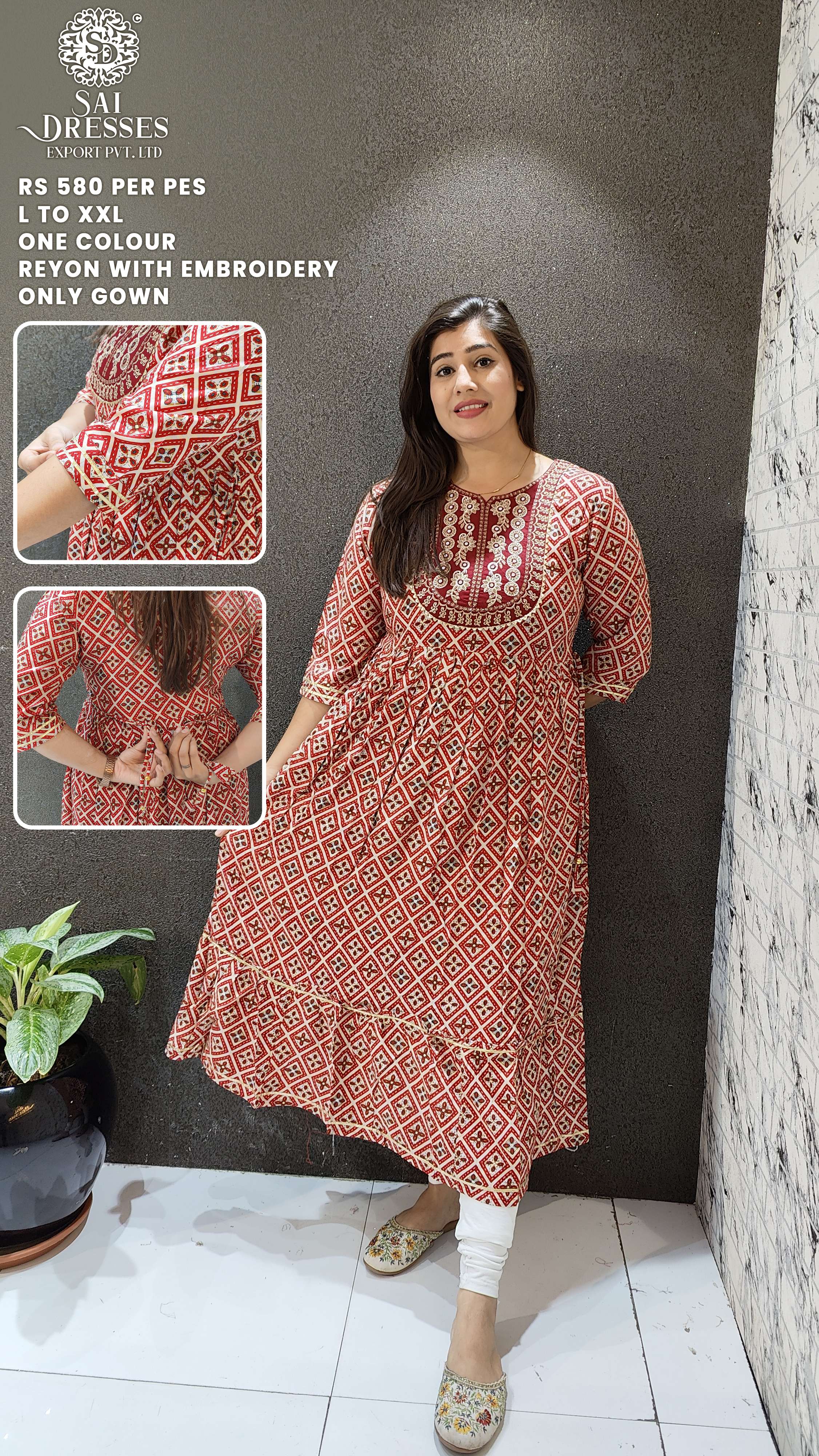 SAI DRESSES PRESENT D.NO 756 READY TO WEAR FANCY LONG DESIGNER KURTI COMBO COLLECTION IN WHOLESALE RATE IN SURAT