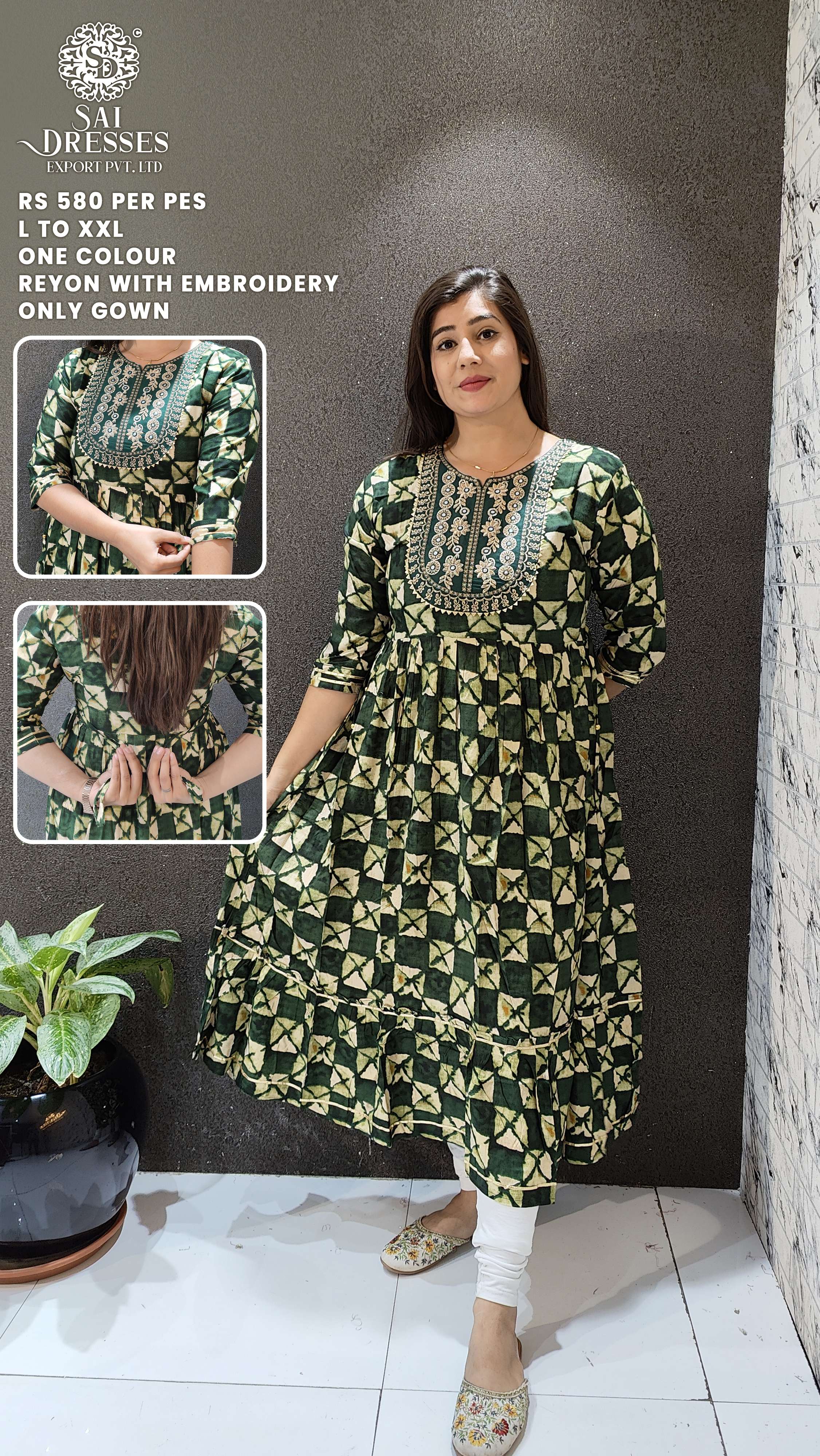 SAI DRESSES PRESENT D.NO 758 READY TO WEAR FANCY LONG DESIGNER KURTI COMBO COLLECTION IN WHOLESALE RATE IN SURAT