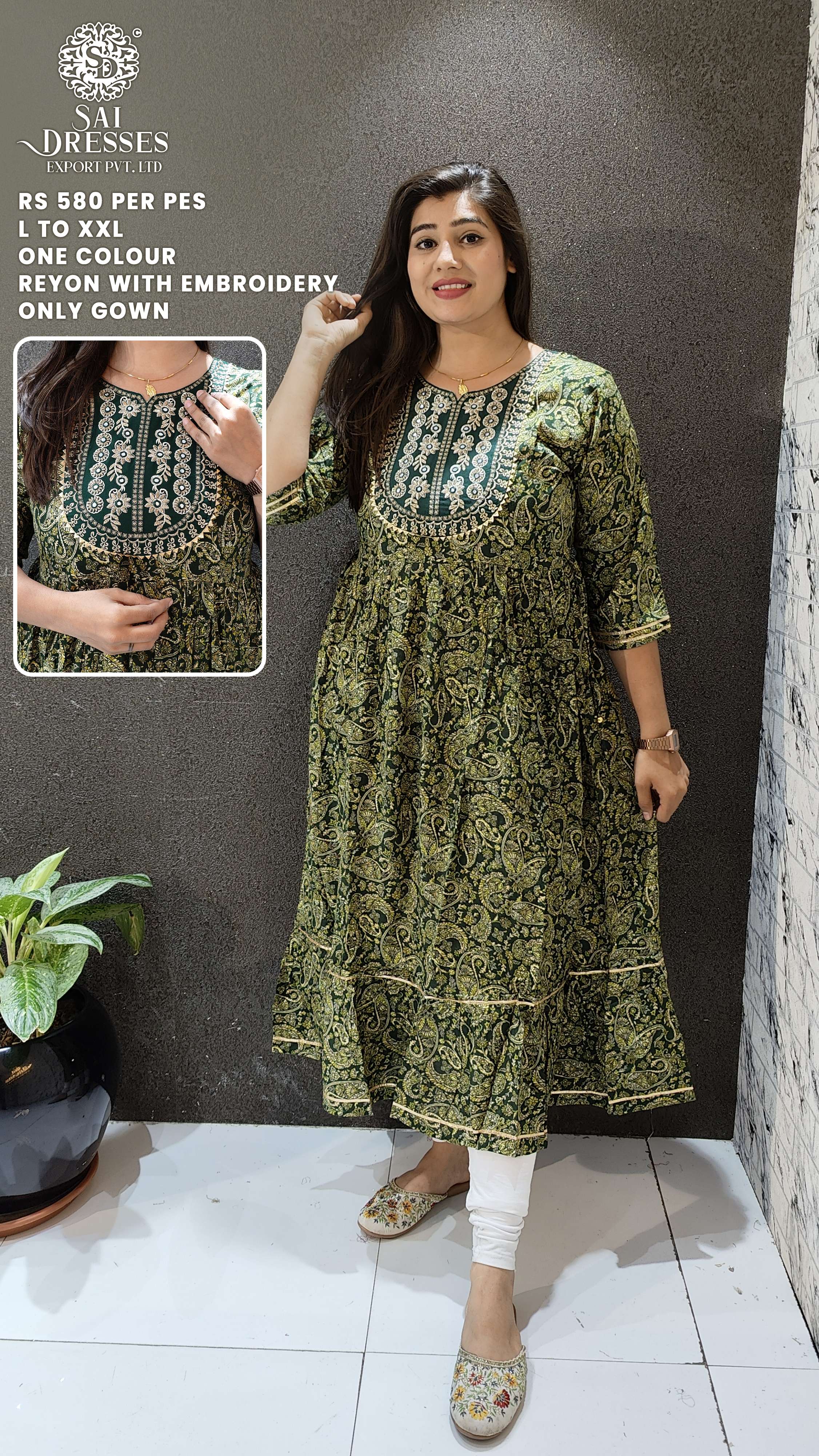 SAI DRESSES PRESENT D.NO 761 READY TO WEAR FANCY LONG DESIGNER KURTI COMBO COLLECTION IN WHOLESALE RATE IN SURAT