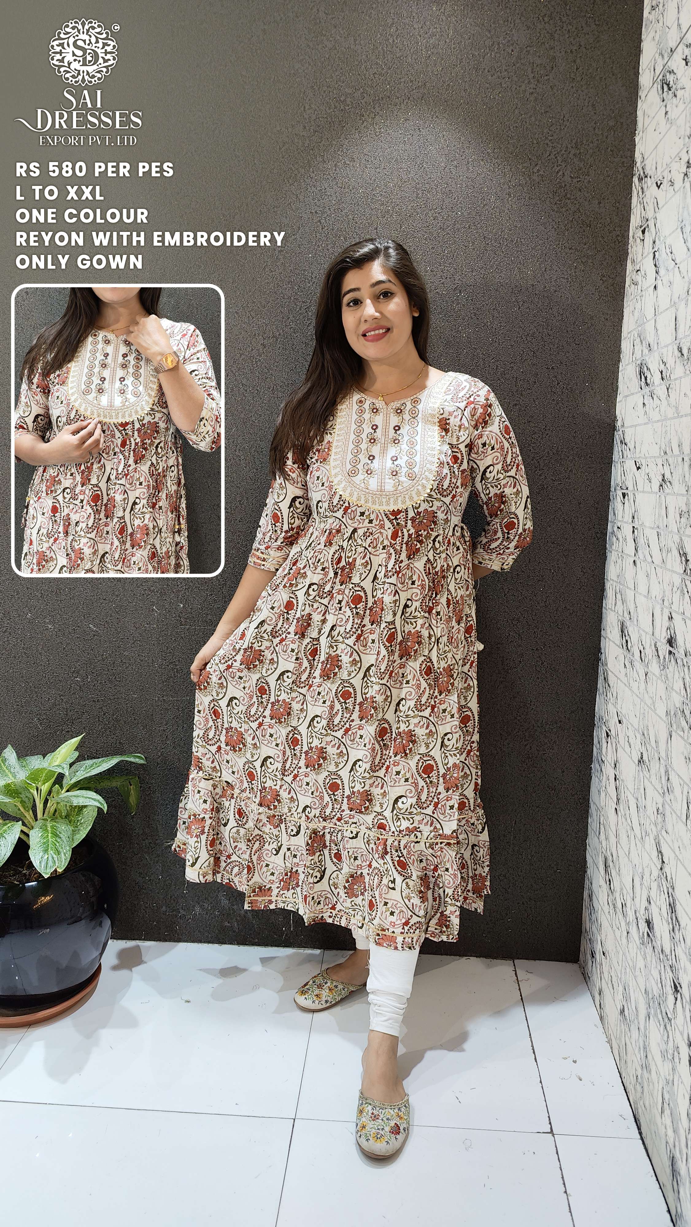 SAI DRESSES PRESENT D.NO 764 READY TO WEAR FANCY LONG DESIGNER KURTI COMBO COLLECTION IN WHOLESALE RATE IN SURAT