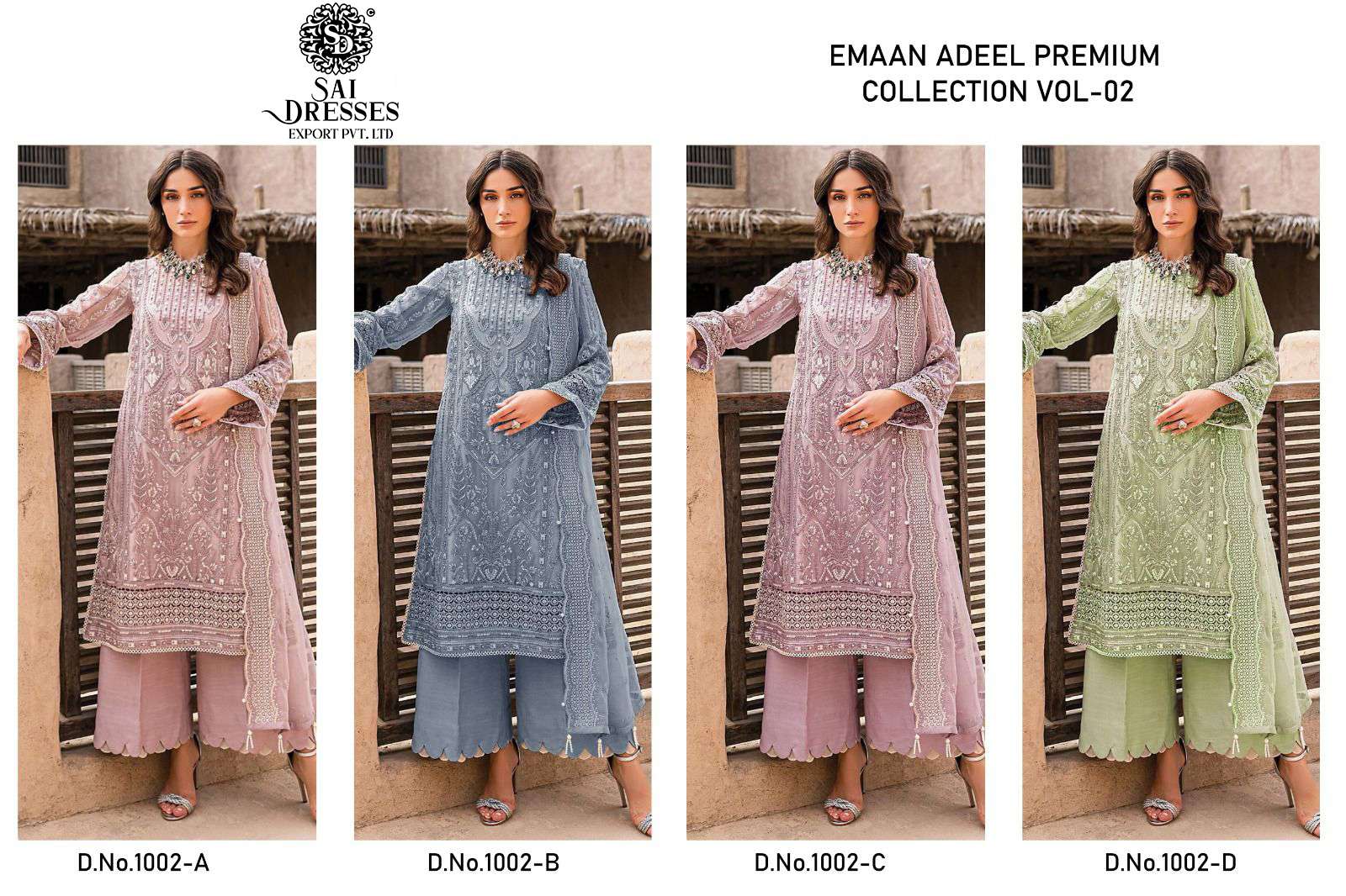SAI DRESSES PRESENT EMAAN ADEEL PREMIUM COLLECTION VOL 2 SEMI STITCHED PARTY WEAR PAKISTANI DESIGNER SUITS IN WHOLESALE RATE IN SURAT