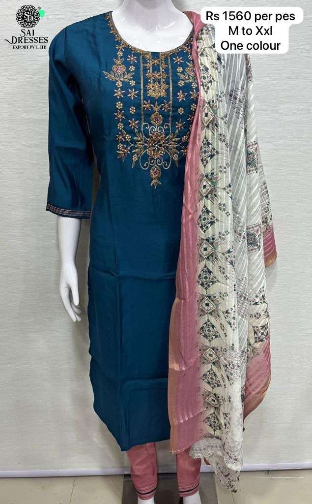 SAI DRESSES PRESENT ETHNIC WEAR PANT STYLE DESIGNER 3 PIECE COMBO COLLECTION IN WHOLESALE RATE IN SURAT