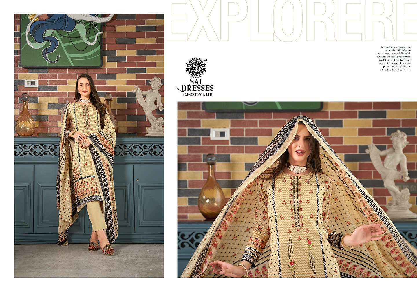 SAI DRESSES PRESENT NAZREEN FESTIVE WEAR COTTON PRINT WITH EMBROIDERED SALWAR SUITS IN WHOLESALE RATE IN SURAT