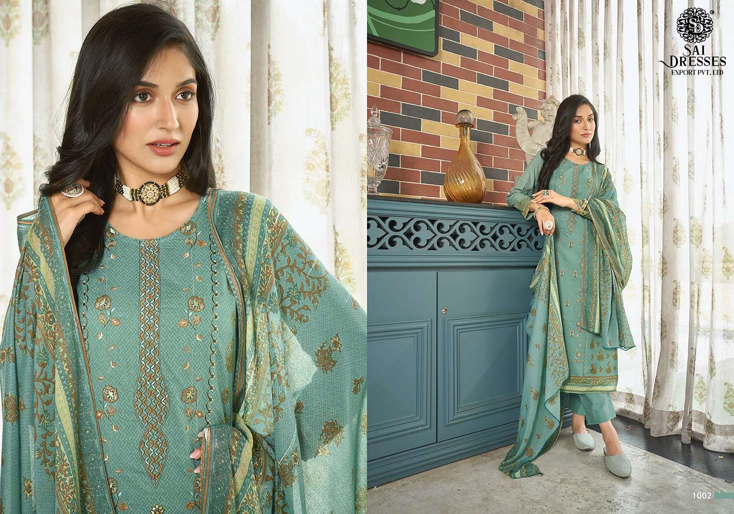 SAI DRESSES PRESENT NAZREEN FESTIVE WEAR COTTON PRINT WITH EMBROIDERED SALWAR SUITS IN WHOLESALE RATE IN SURAT