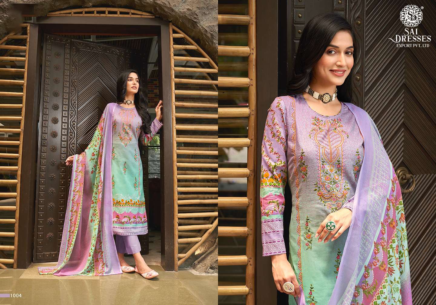 SAI DRESSES PRESENT NAZREEN FESTIVE WEAR COTTON PRINT WITH EMBROIDERED SALWAR SUITS IN WHOLESALE RATE IN SURAT