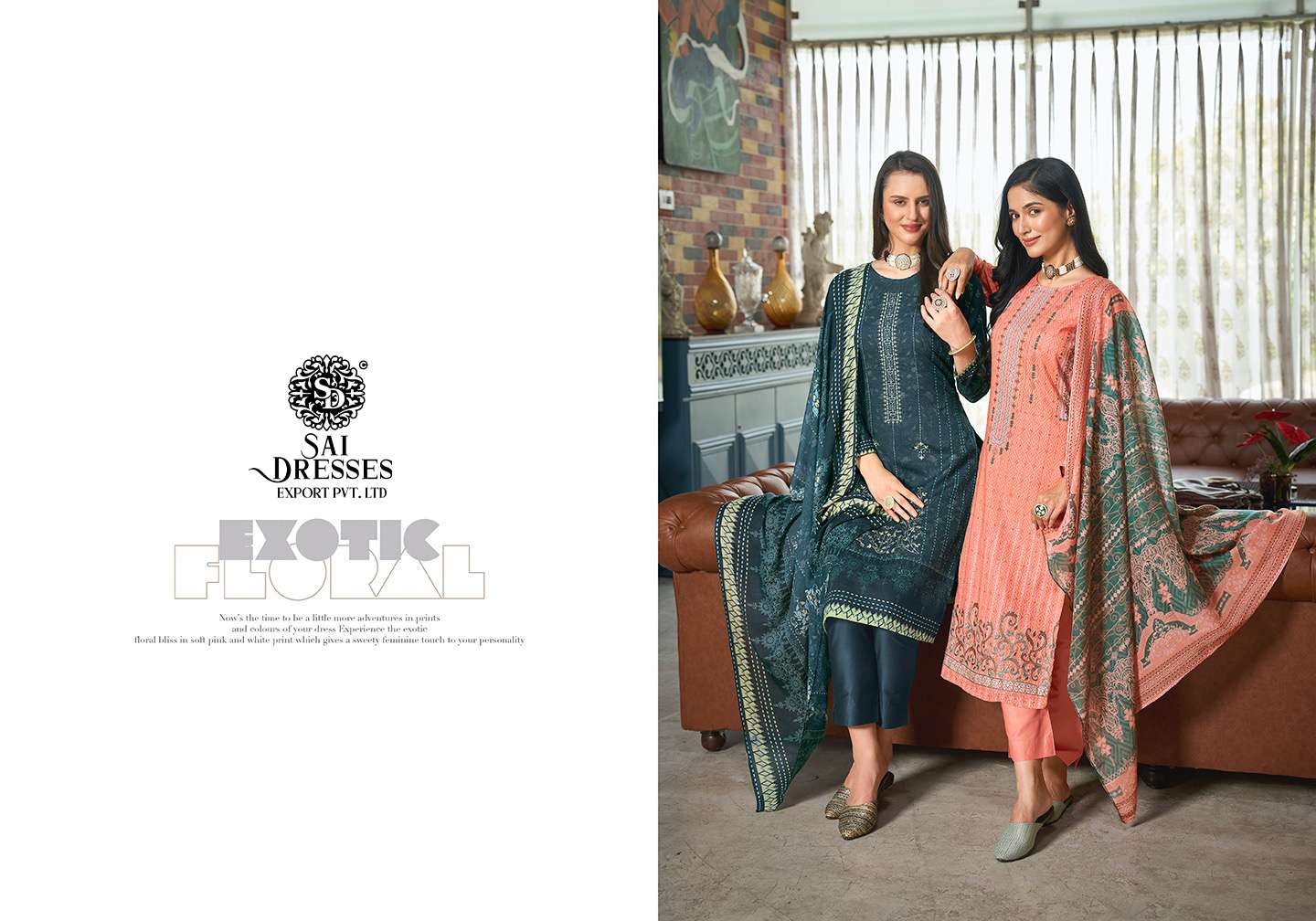 SAI DRESSES PRESENT NAZREEN FESTIVE WEAR COTTON PRINT WITH EMBROIDERED SALWAR SUITS IN WHOLESALE RATE IN SURAT