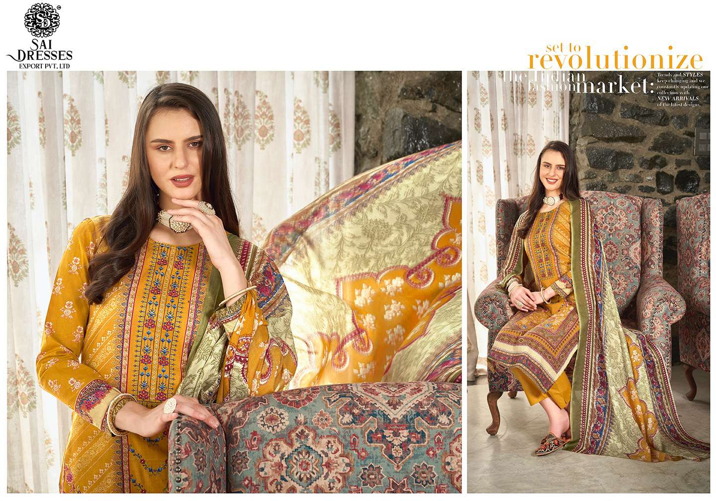 SAI DRESSES PRESENT NAZREEN FESTIVE WEAR COTTON PRINT WITH EMBROIDERED SALWAR SUITS IN WHOLESALE RATE IN SURAT