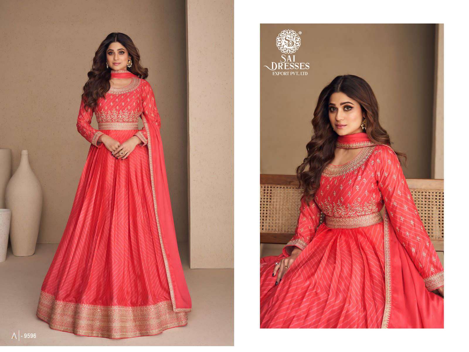 SAI DRESSES PRESENT RANI SAHIBA READYMADE WEDDING WEAR LONG GOWN STYLE DESIGNER SUITS IN WHOLESALE RATE IN SURAT 