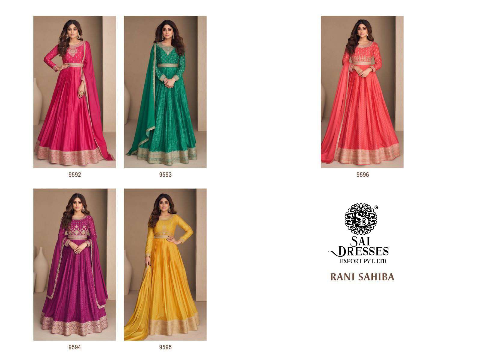 SAI DRESSES PRESENT RANI SAHIBA READYMADE WEDDING WEAR LONG GOWN STYLE DESIGNER SUITS IN WHOLESALE RATE IN SURAT 