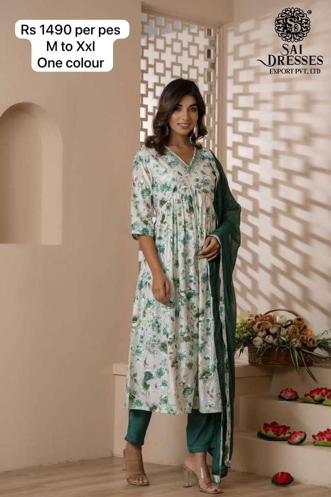 SAI DRESSES PRESENT READY TO WEAR AALIYA CUT PANT STYLE DESIGNER COMBO SUITS IN WHOLESALE RATE IN SURAT