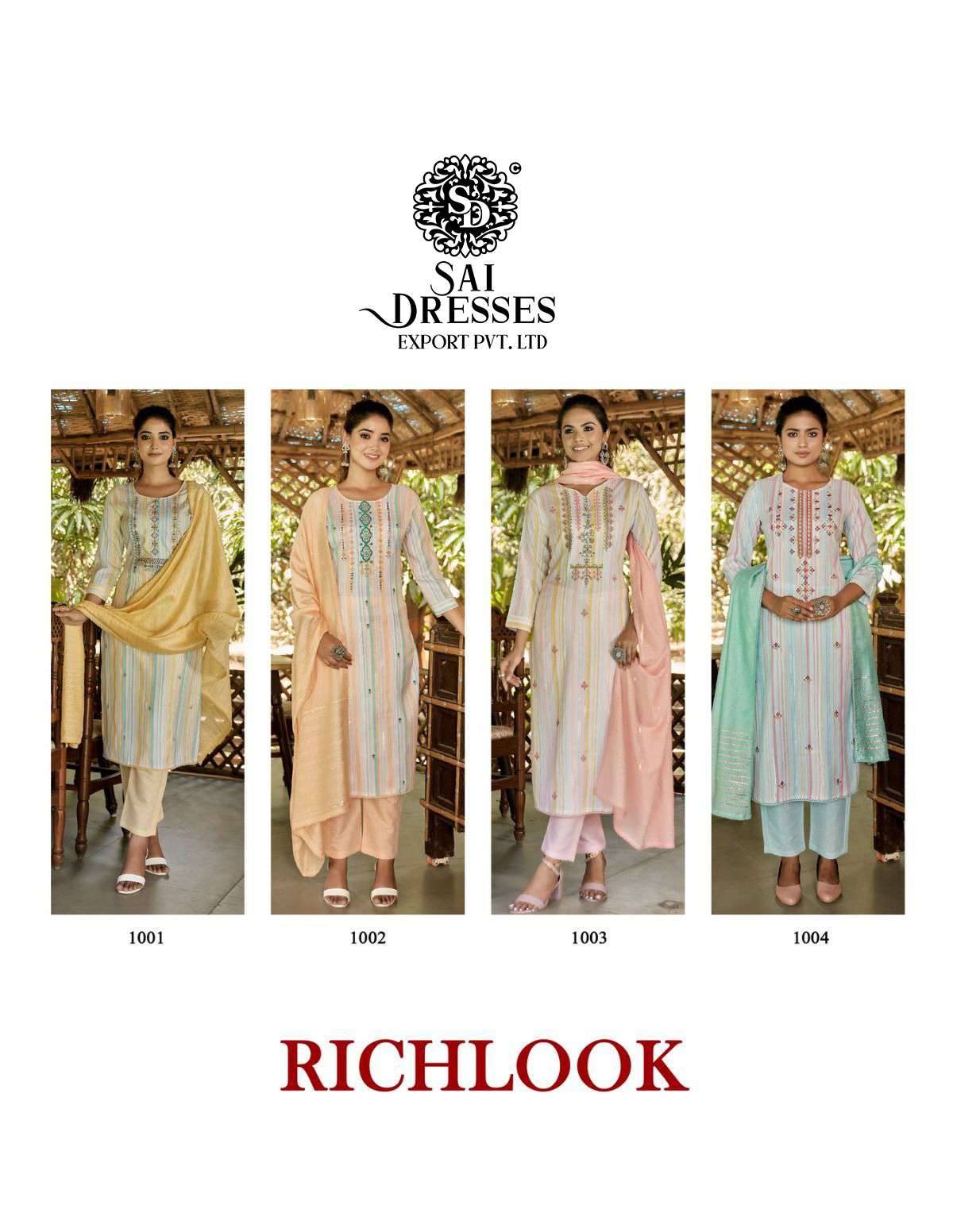 SAI DRESSES PRESENT RICHLOOK READY TO TRADITIONAL WEAR PANT STYLE DESIGNER SUITS IN WHOLESALE RATE IN SURAT