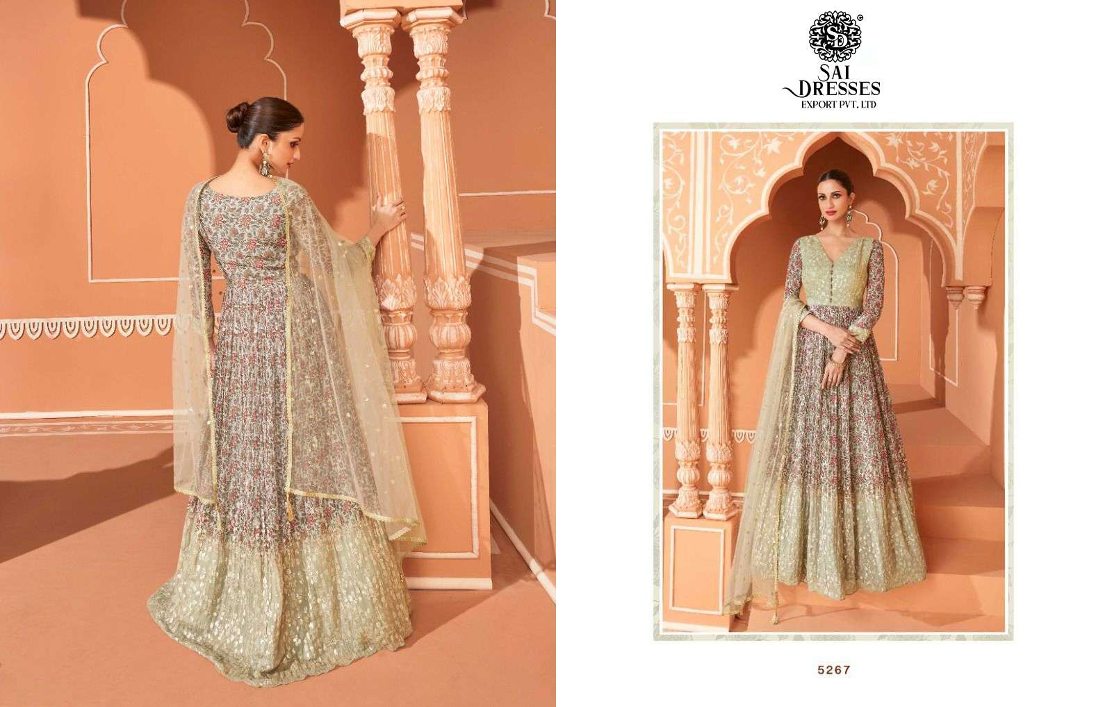 SAI DRESSES PRESENT SAHELI READYMADE PARTY WEAR DESIGNER LONG GOWN WITH DUPATTA IN WHOLESALE RATE IN SURAT