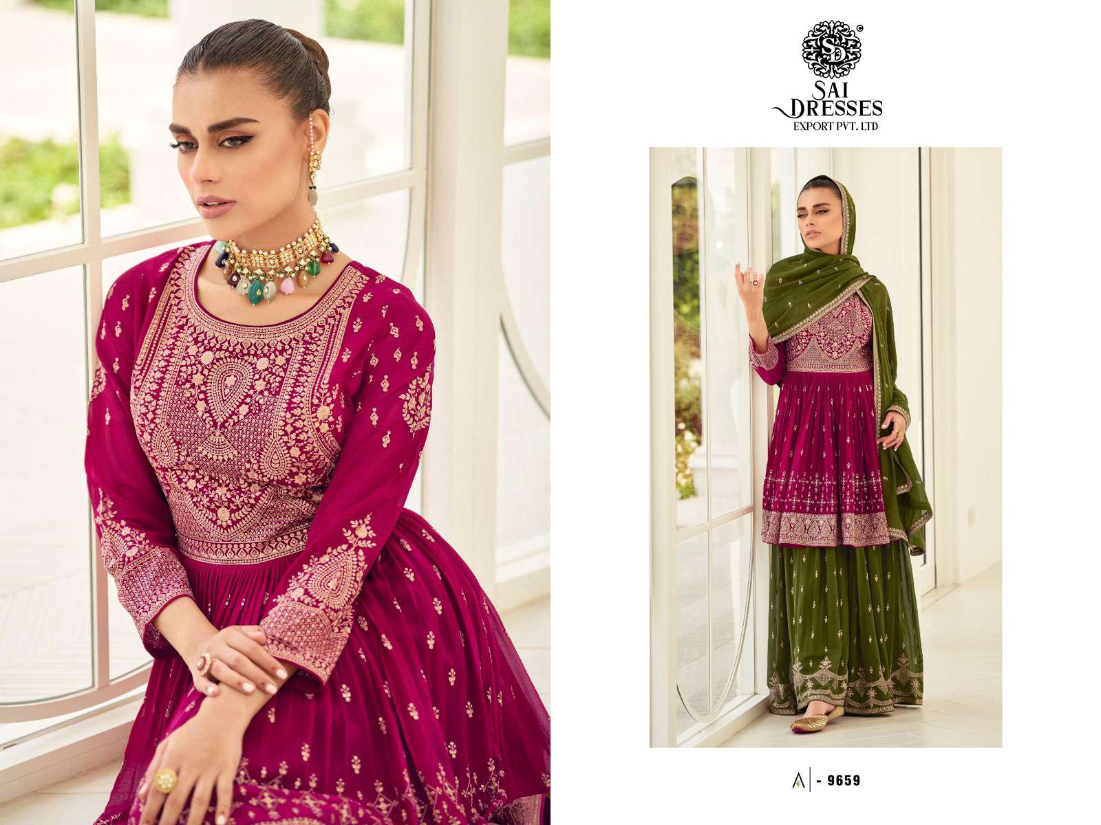 SAI DRESSES PRESENT SOMYA READYMADE WEDDING WEAR HEAVY EMBROIDERED PLAZZO STYLE DESIGNER SUITS IN WHOLESALE RATE IN SURAT