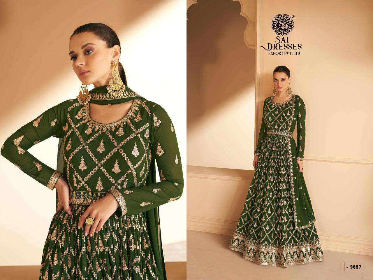 SAI DRESSES PRESENT ALMORA READYMADE WEDDING WEAR LONG DESIGNER GOWN WITH DUPATTA IN WHOLESALE RATE IN SURAT