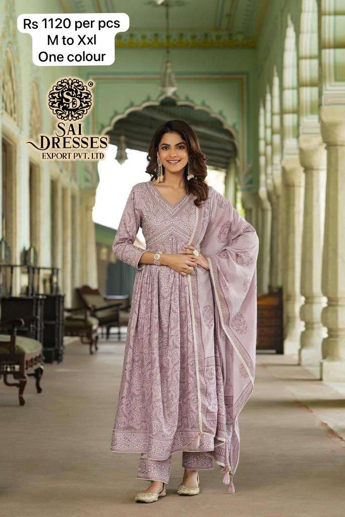 SAI DRESSES PRESENT D.NO 4009 READY TO FESTIVE WEAR AALIYA CUT WITH PANT STYLE DESIGNER 3 PIECE COMBO SUITS IN WHOLESALE RATE IN SURAT