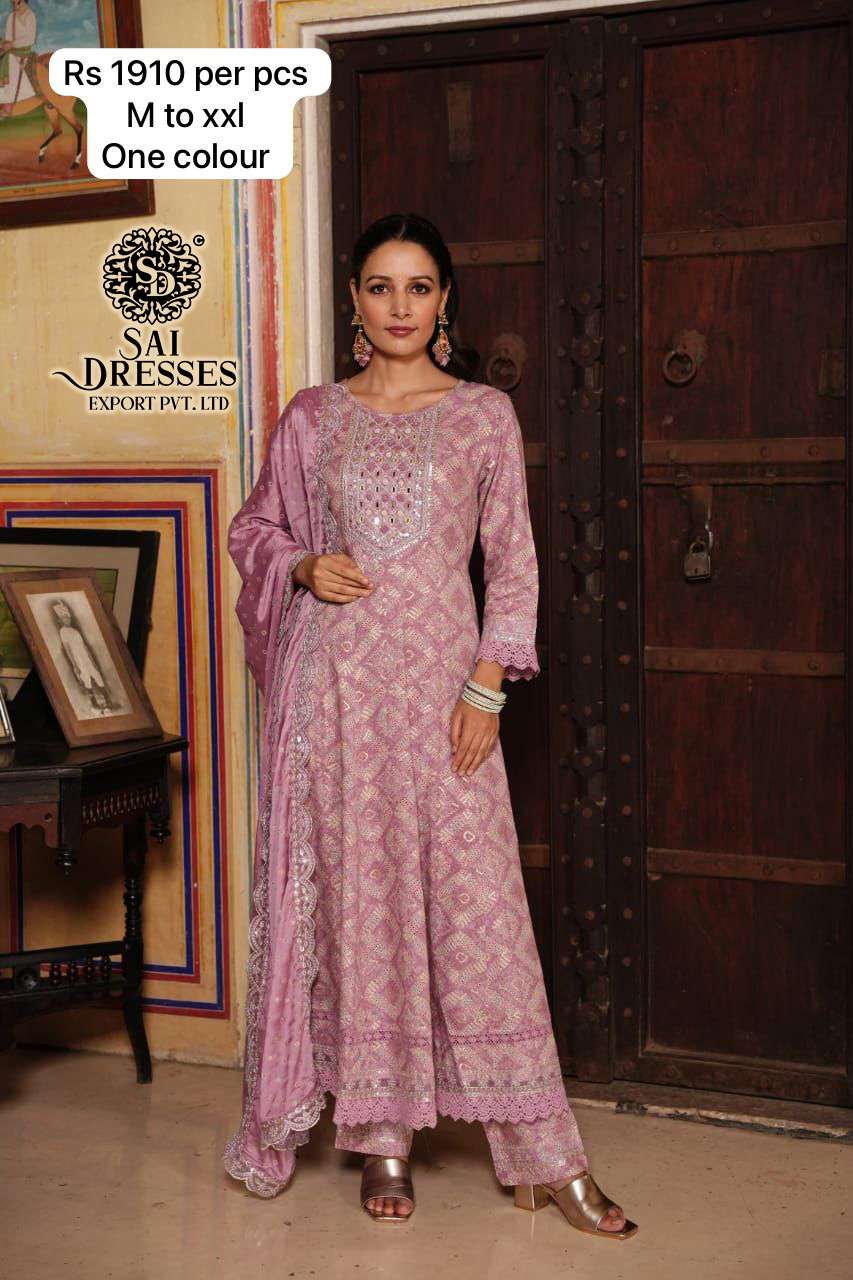 SAI DRESSES PRESENT D.NO 4012 READY TO EXCLUSIVE WEAR ANARKALI WITH PANT STYLE DESIGNER 3 PIECE COMBO SUITS IN WHOLESALE RATE IN SURAT