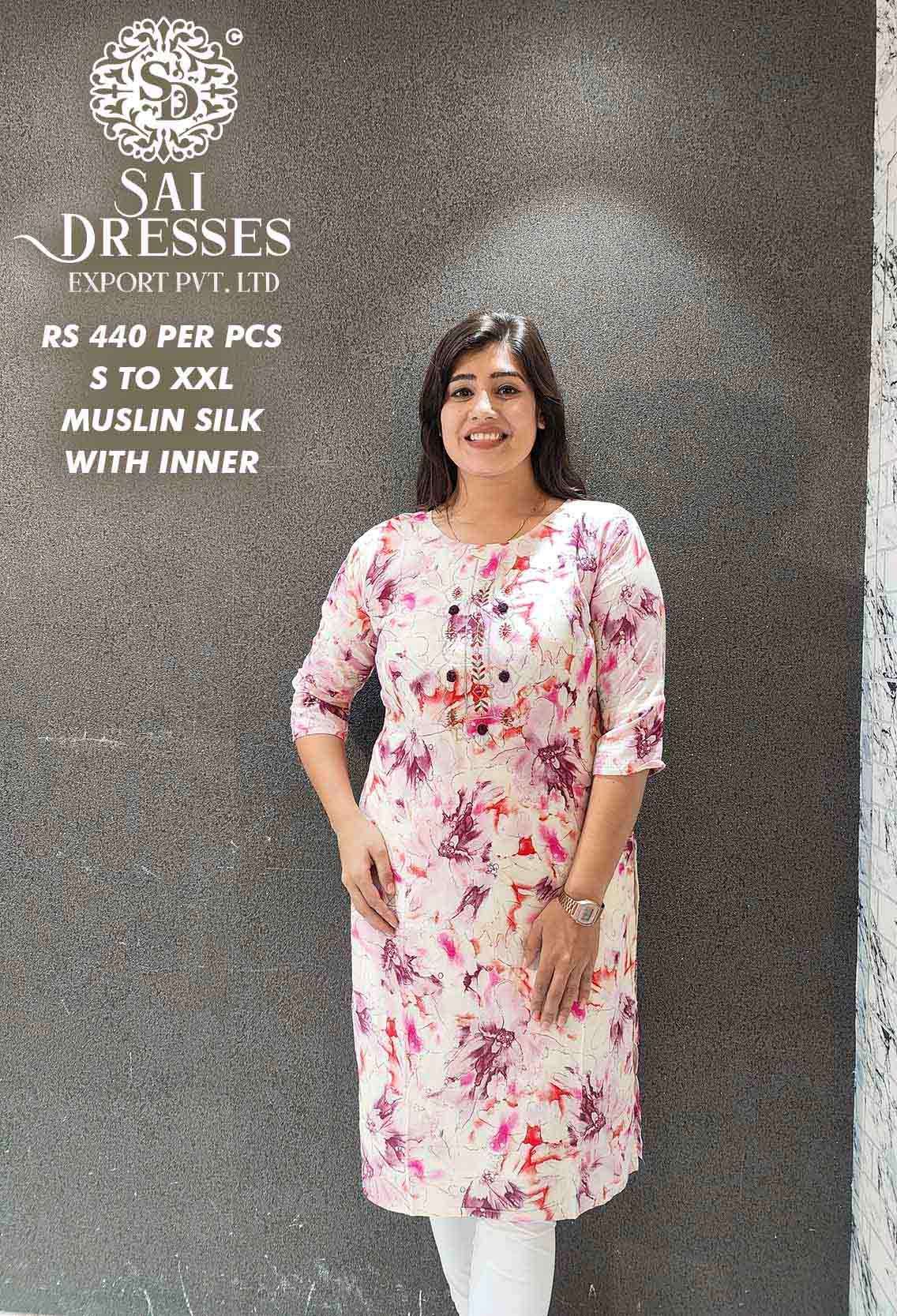 SAI DRESSES PRESENT D.NO SD41 READY TO WEAR DIGITAL PRINTED KURTI COMBO COLLECTION IN WHOLESALE RATE IN SURAT