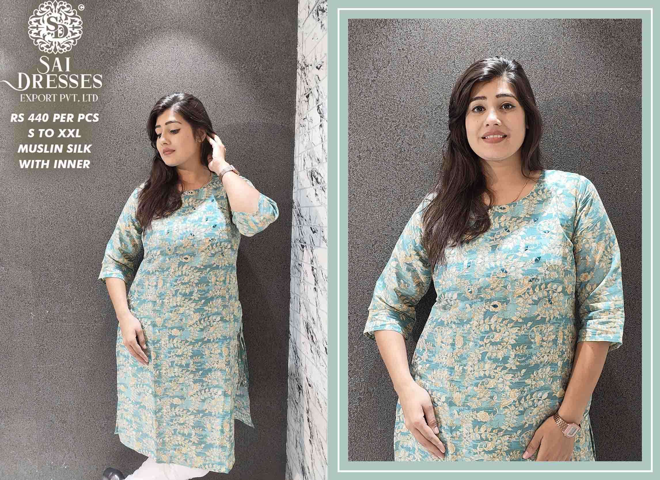 SAI DRESSES PRESENT D.NO SD42 READY TO WEAR DIGITAL PRINTED KURTI COMBO COLLECTION IN WHOLESALE RATE IN SURAT