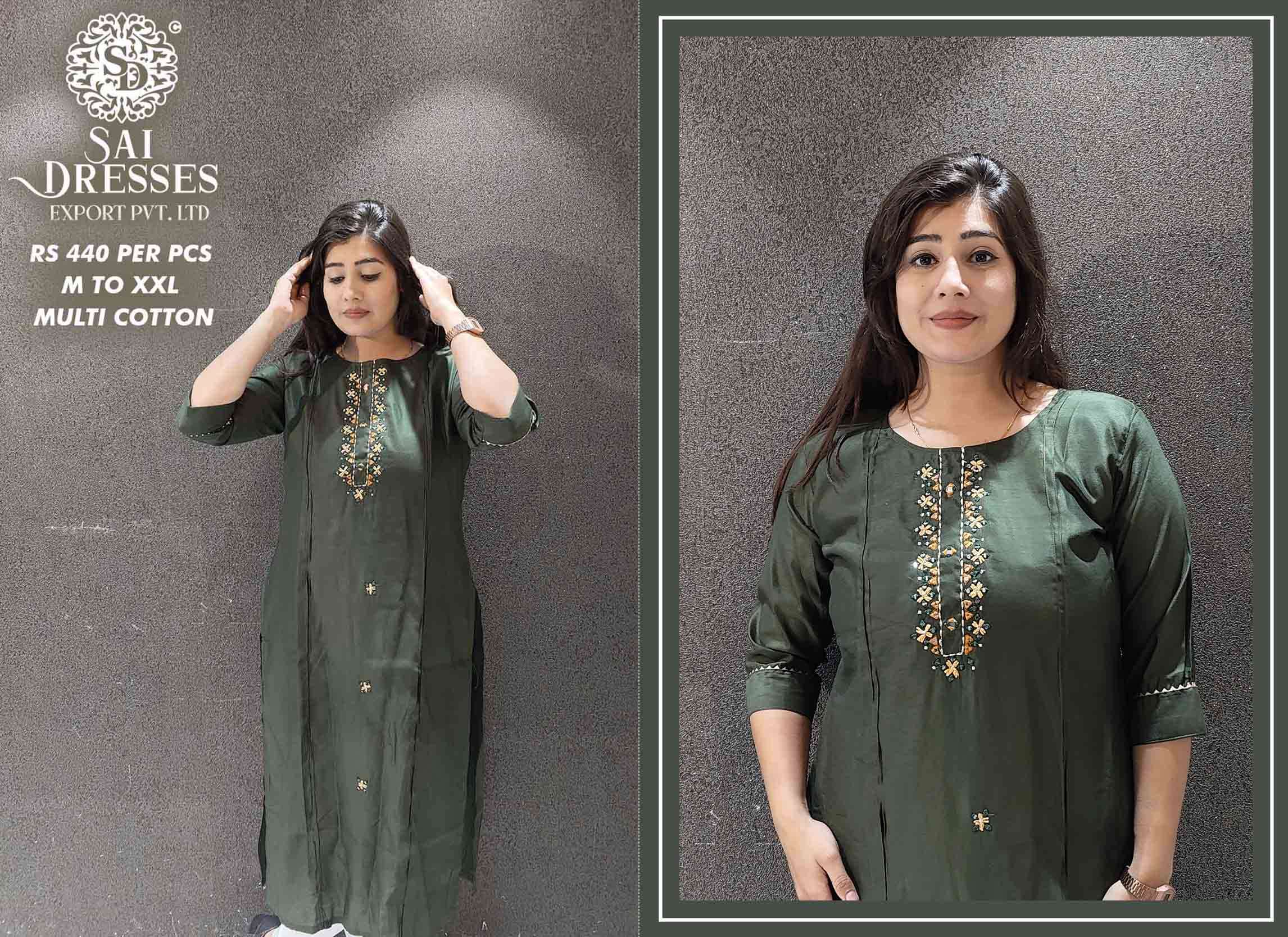 SAI DRESSES PRESENT D.NO SD58 READY TO WEAR EXCLUSIVE HANDWORK KURTI COMBO COLLECTION IN WHOLESALE RATE IN SURAT