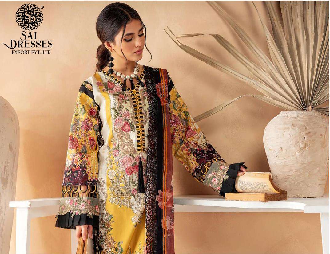 SAI DRESSES PRESENT FIRDOUS AYZAL PURE COTTON HEAVY PATCH EMBROIDERED PAKISTANI SALWAR SUITS IN WHOLESALE RATE IN SURAT