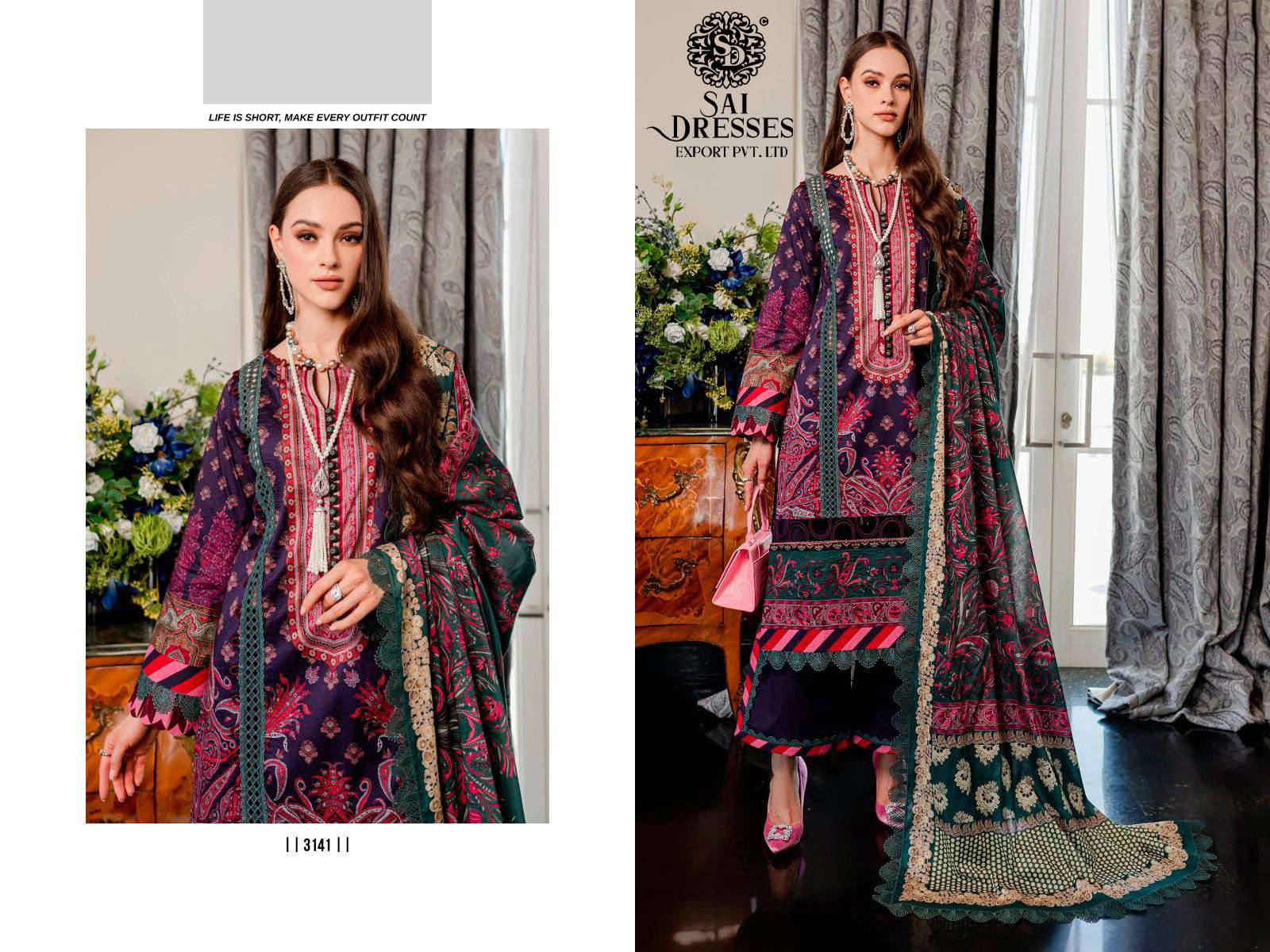 SAI DRESSES PRESENT FIRDOUS QUEENS COURT VOL 4 PURE COTTON EMBROIDERED PAKISTANI SALWAR SUITS IN WHOLESALE RATE IN SURAT