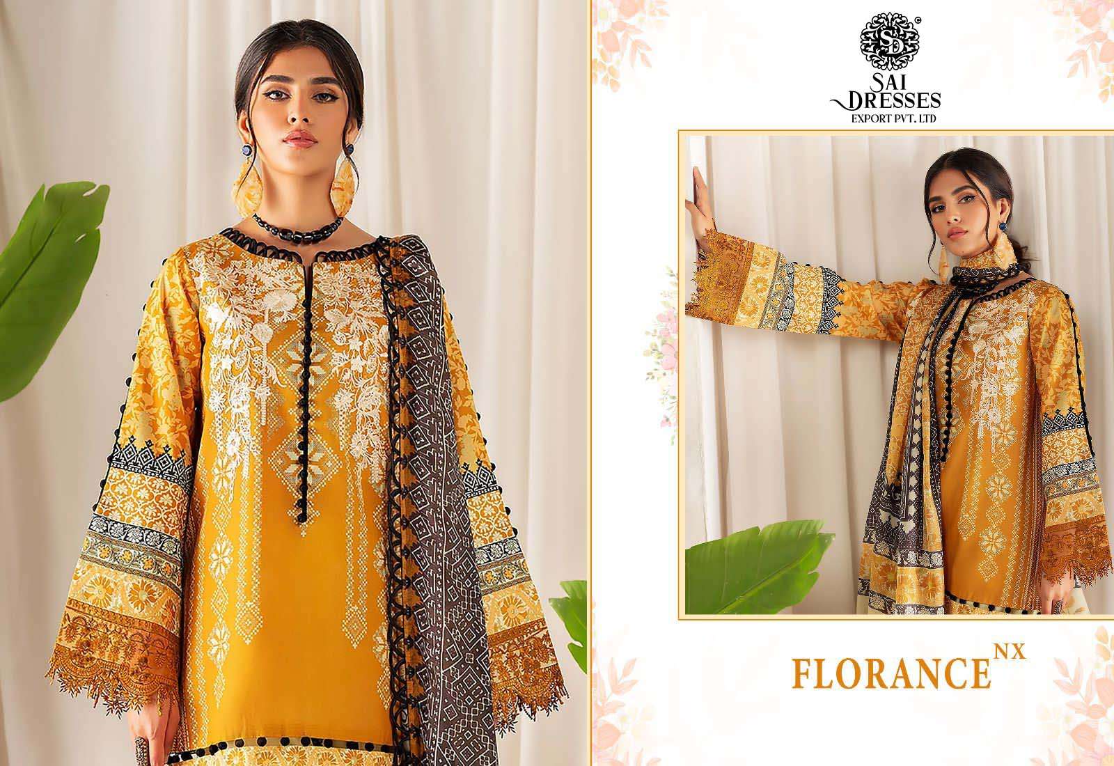 SAI DRESSES PRESENT FLORANCE NX PURE COTTON HEAVY PATCH EMBROIDERED PAKISTANI DESIGNER SUITS IN WHOLESALE RATE IN SURAT