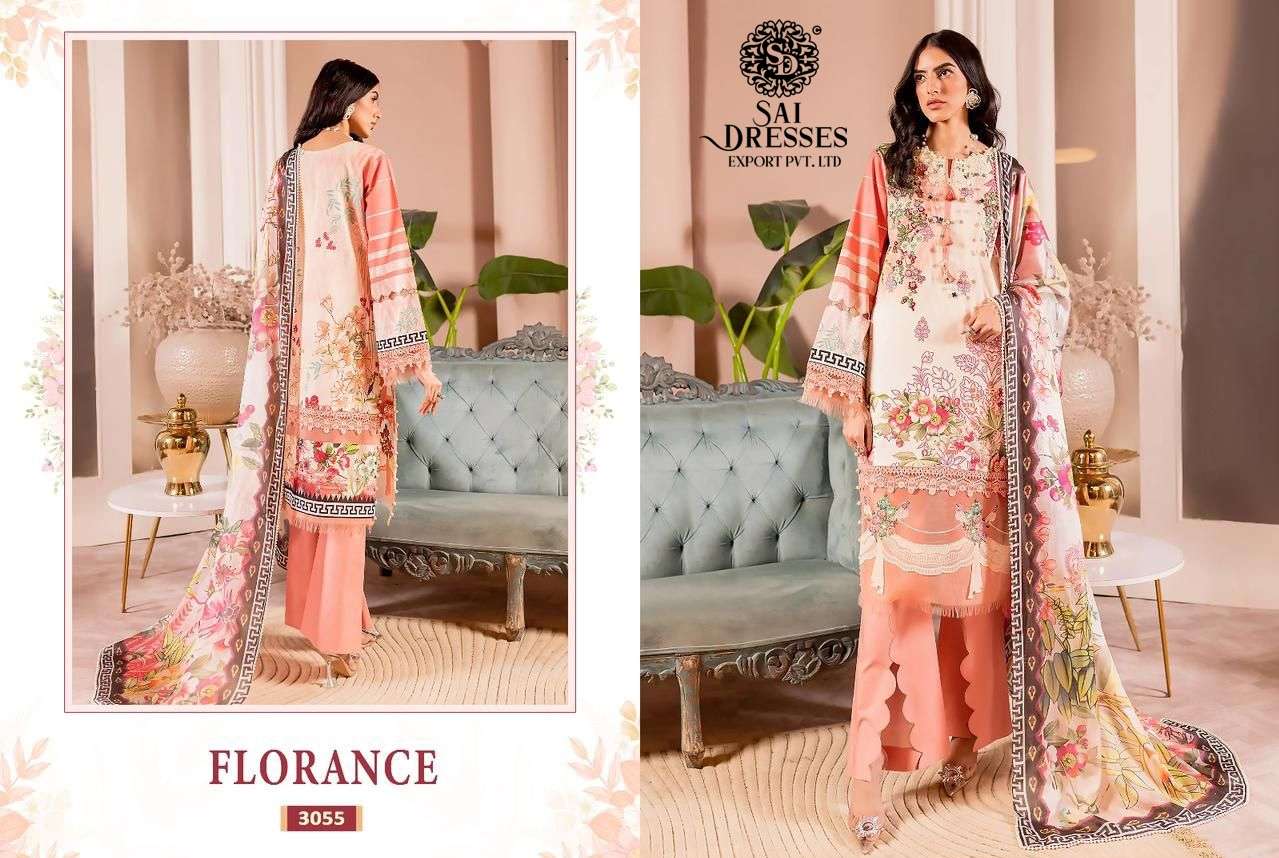 SAI DRESSES PRESENT FLORANCE PURE COTTON HEAVY PATCH EMBROIDERED PAKISTANI DESIGNER SUITS IN WHOLESALE RATE IN SURAT